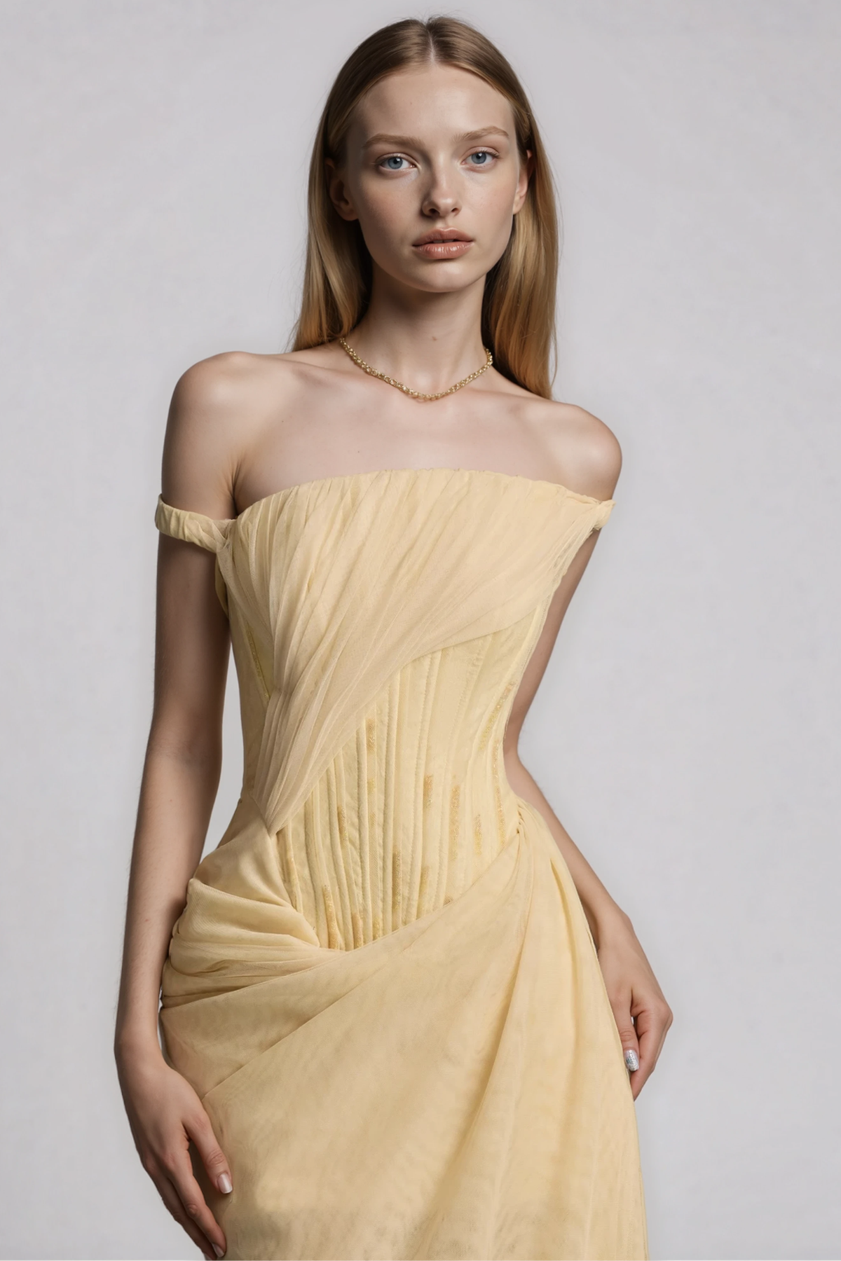 Dechen Off Shoulder Corset Split Maxi Dress