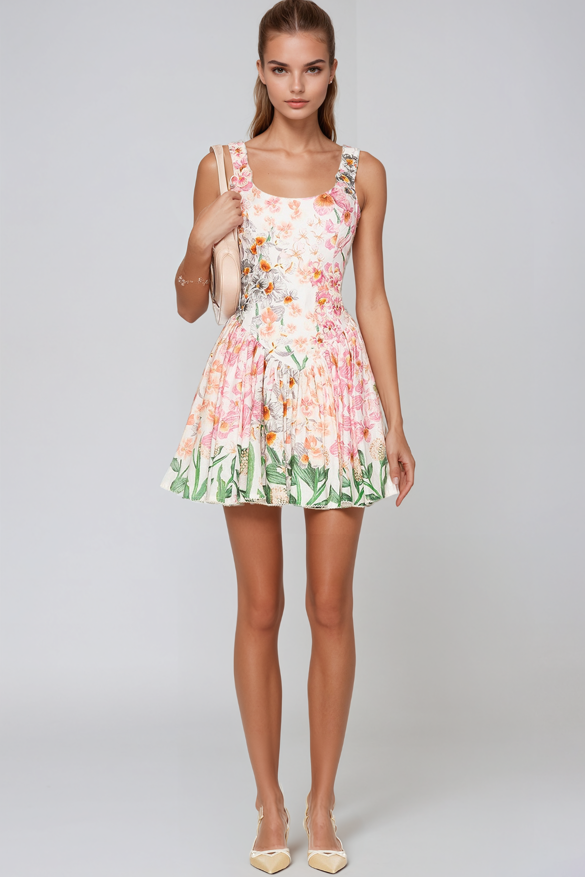 Harendra Floral Ruch Mini Dress