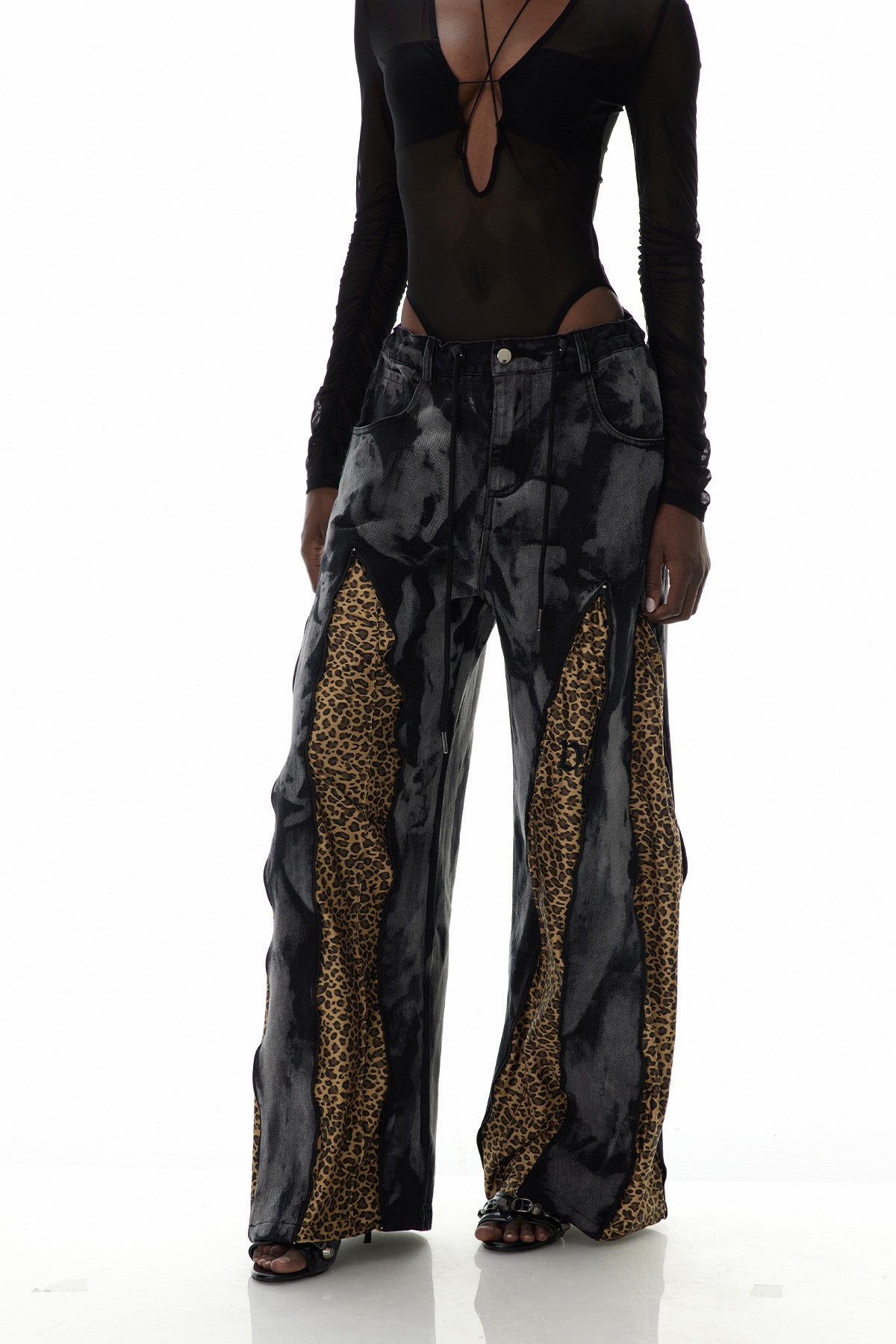 Caprina Leopard Zipper Jeans In Yellow