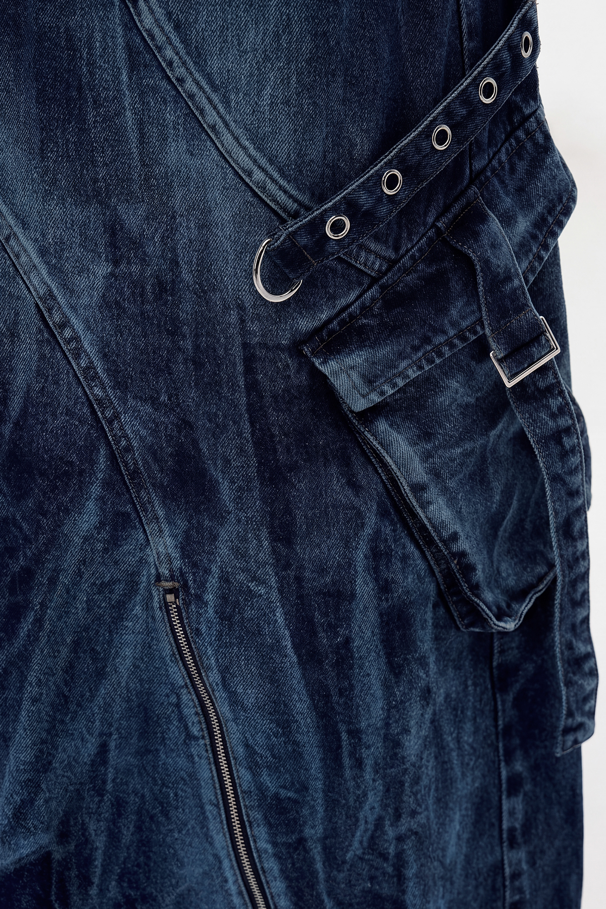 Galateia Deconstruct Bleached Denim Maxi Skirt