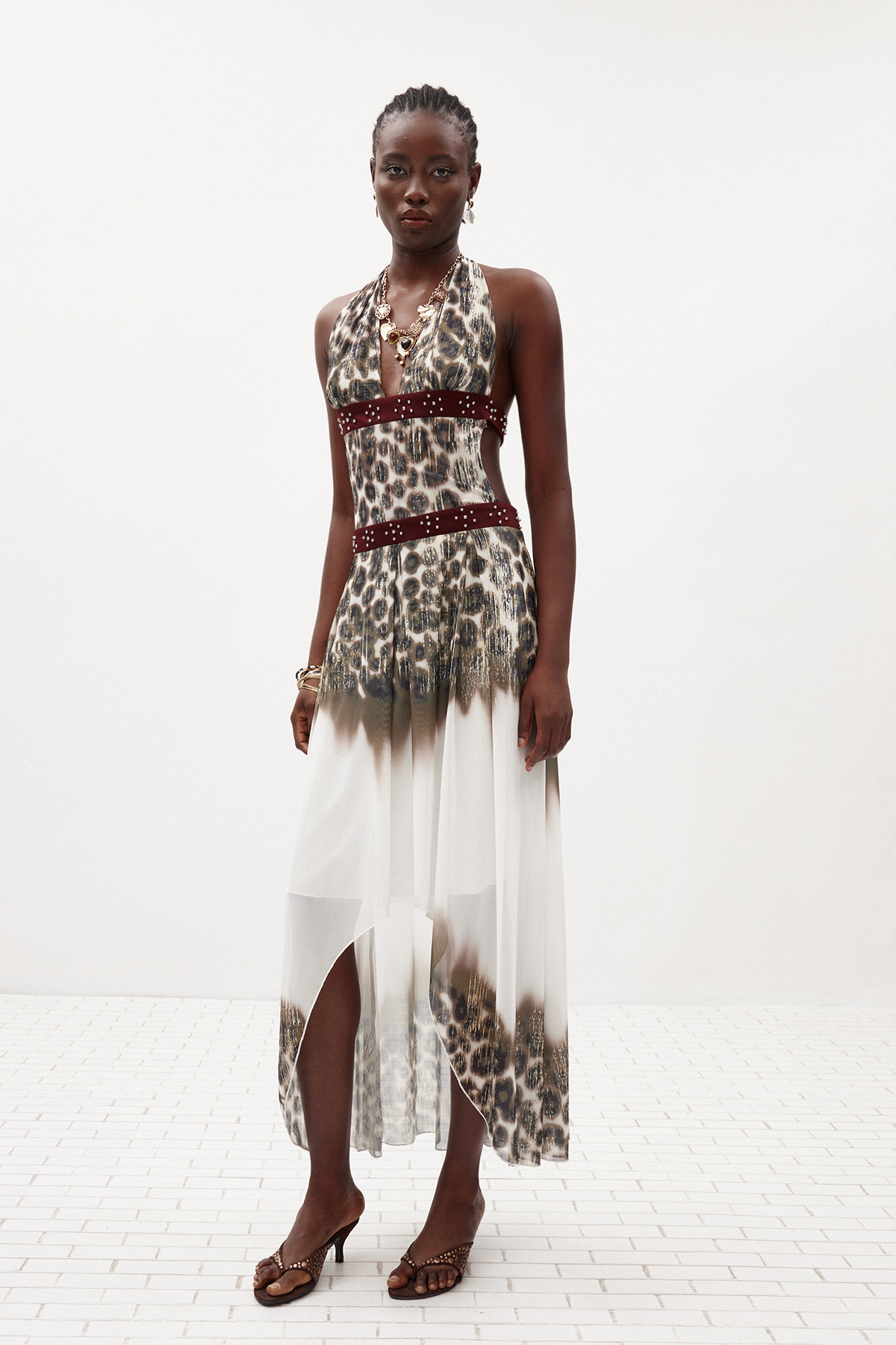 Hadiza Halter Neck Leopard Maxi Dress