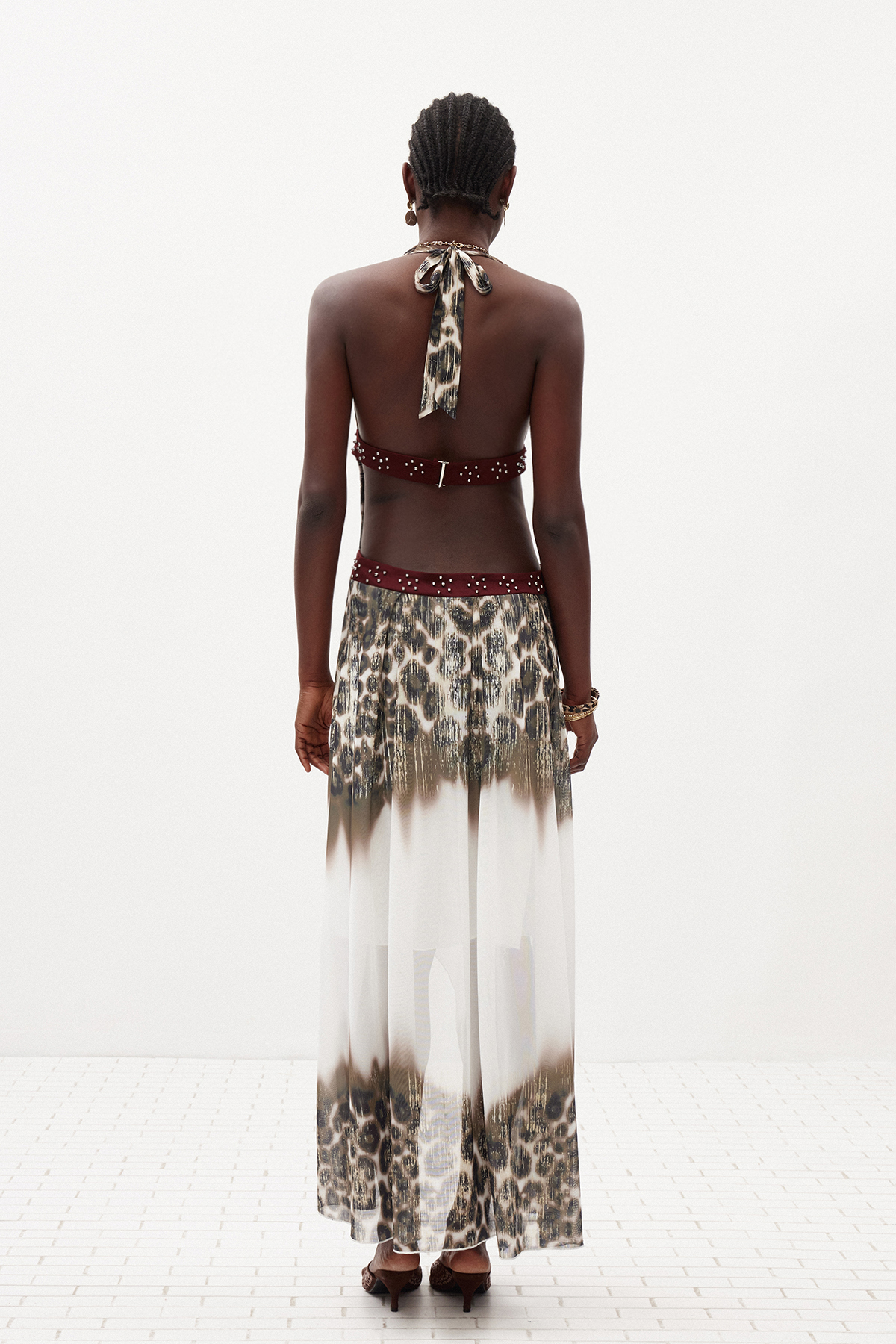 Hadiza Halter Neck Leopard Maxi Dress