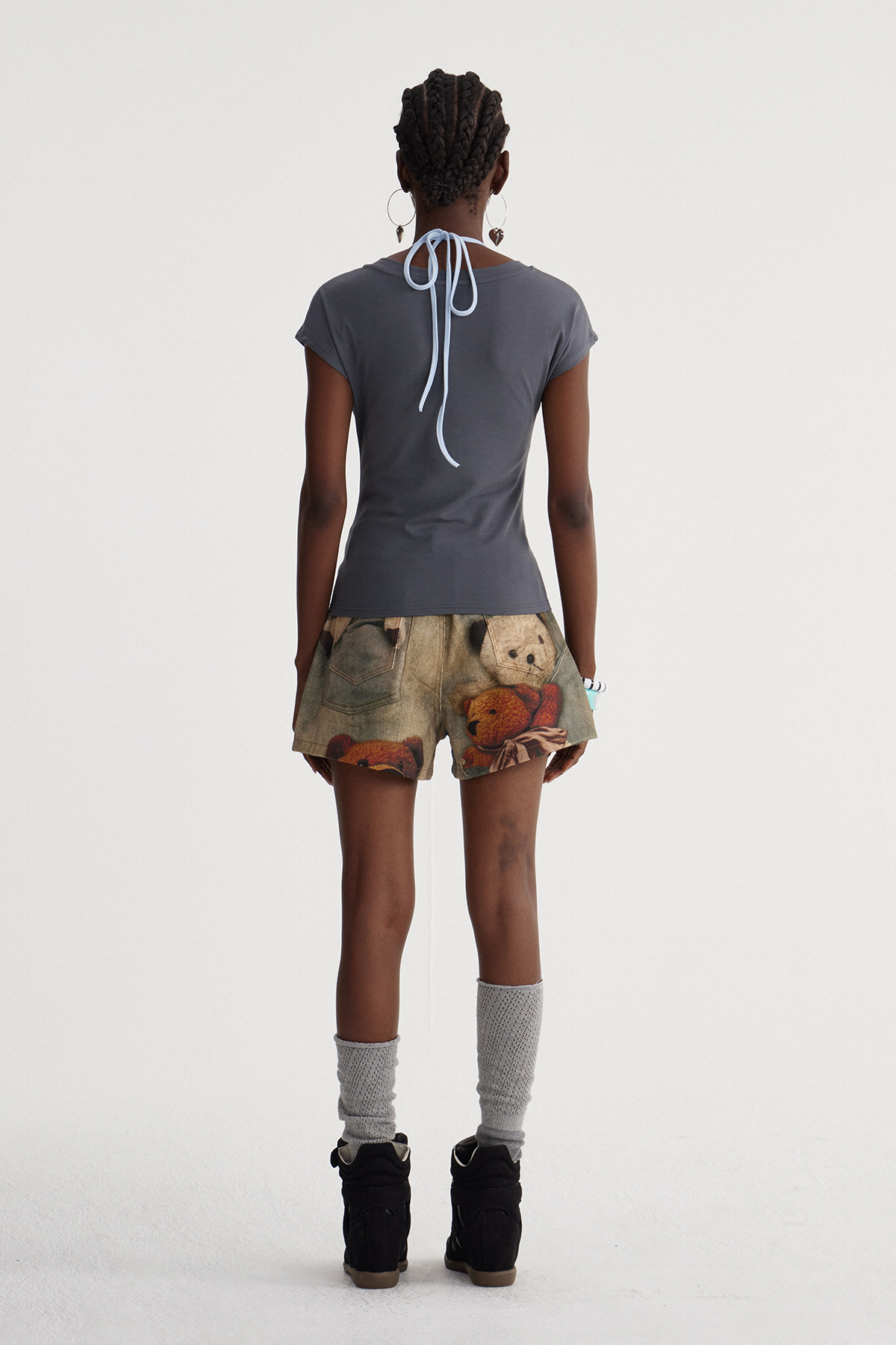 Dmitar Print Denim Shorts