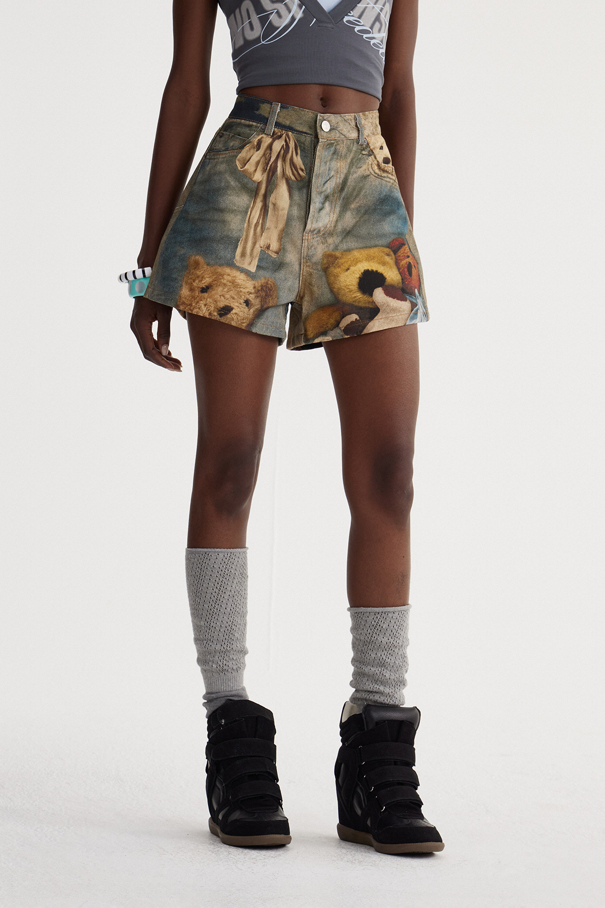 Dmitar Print Denim Shorts