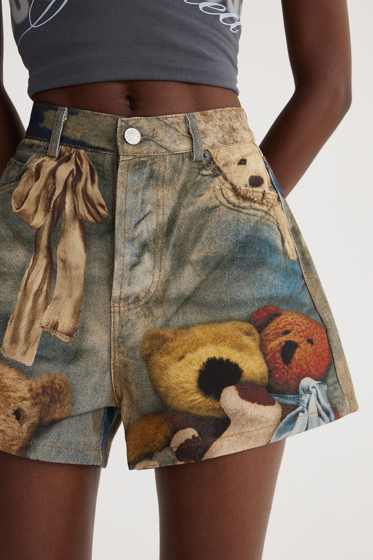 Dmitar Print Denim Shorts