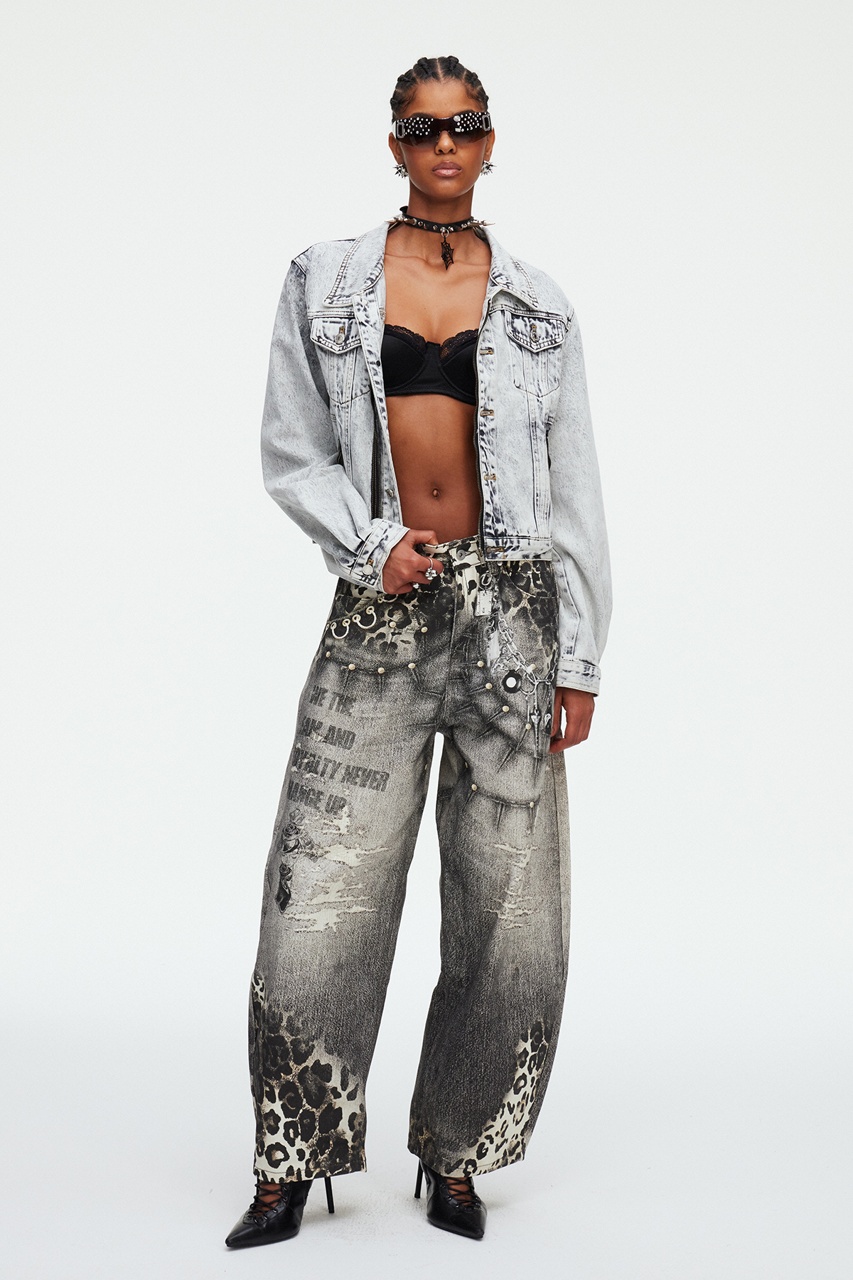 Citlali Print Leopard Baggy Jeans