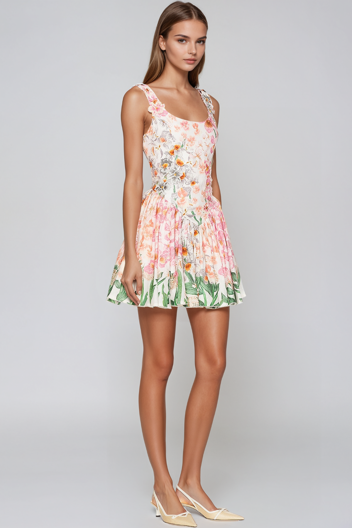 Harendra Floral Ruch Mini Dress