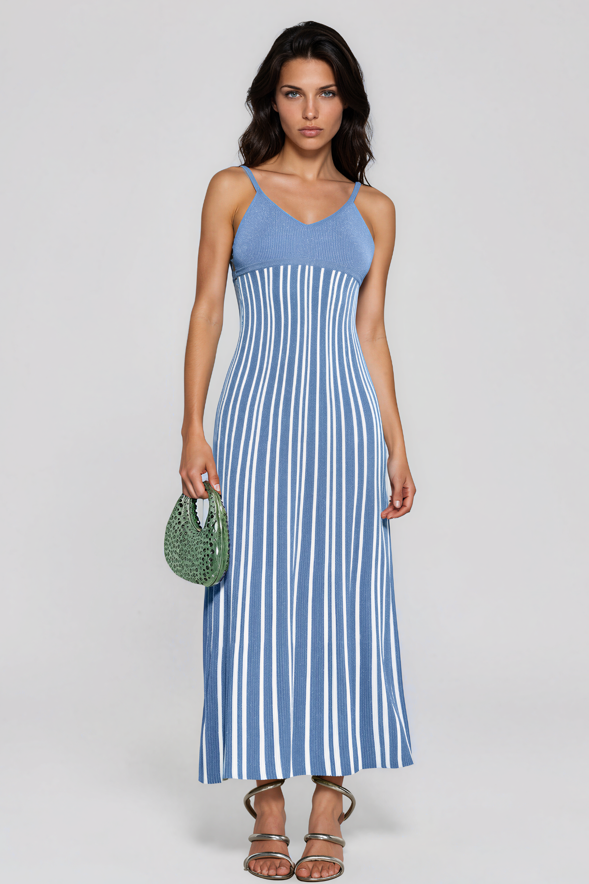 Giovannetta Sequin Knit Maxi Dress In Blue