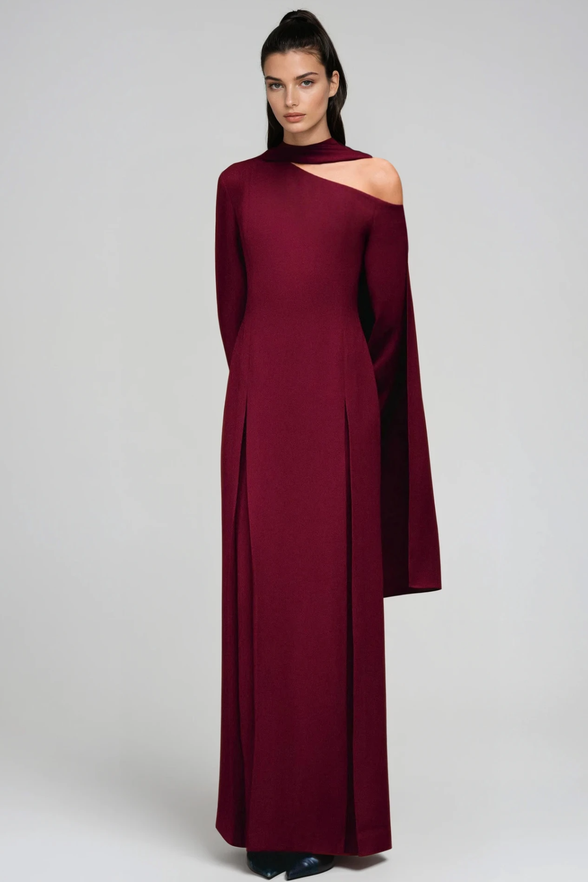 Girma Shawl Maxi Dress In Wine
