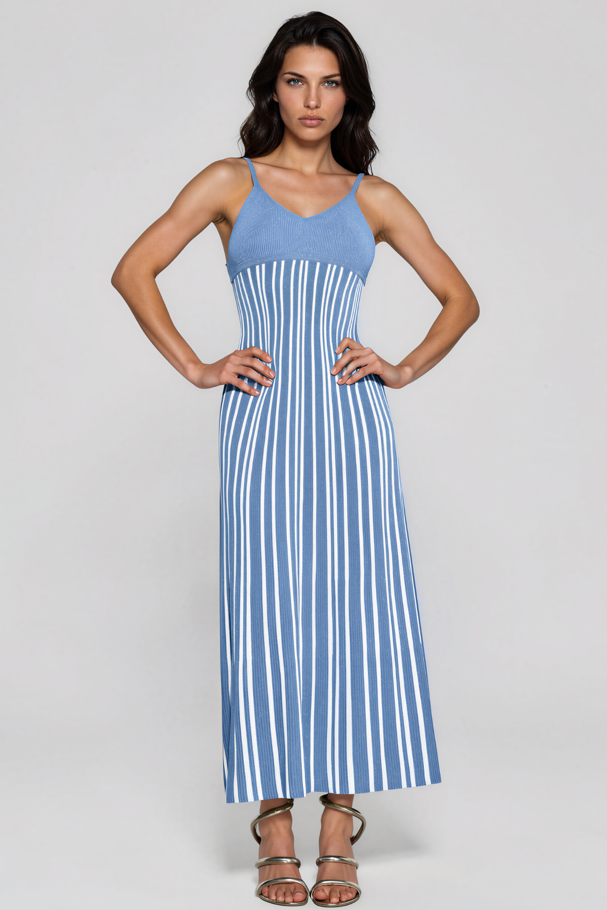 Giovannetta Sequin Knit Maxi Dress In Blue