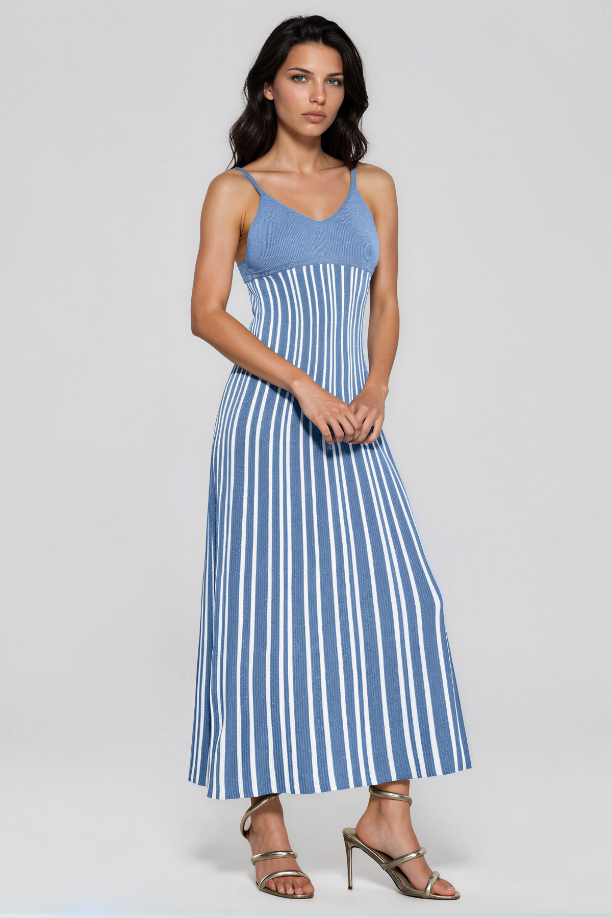 Giovannetta Sequin Knit Maxi Dress In Blue