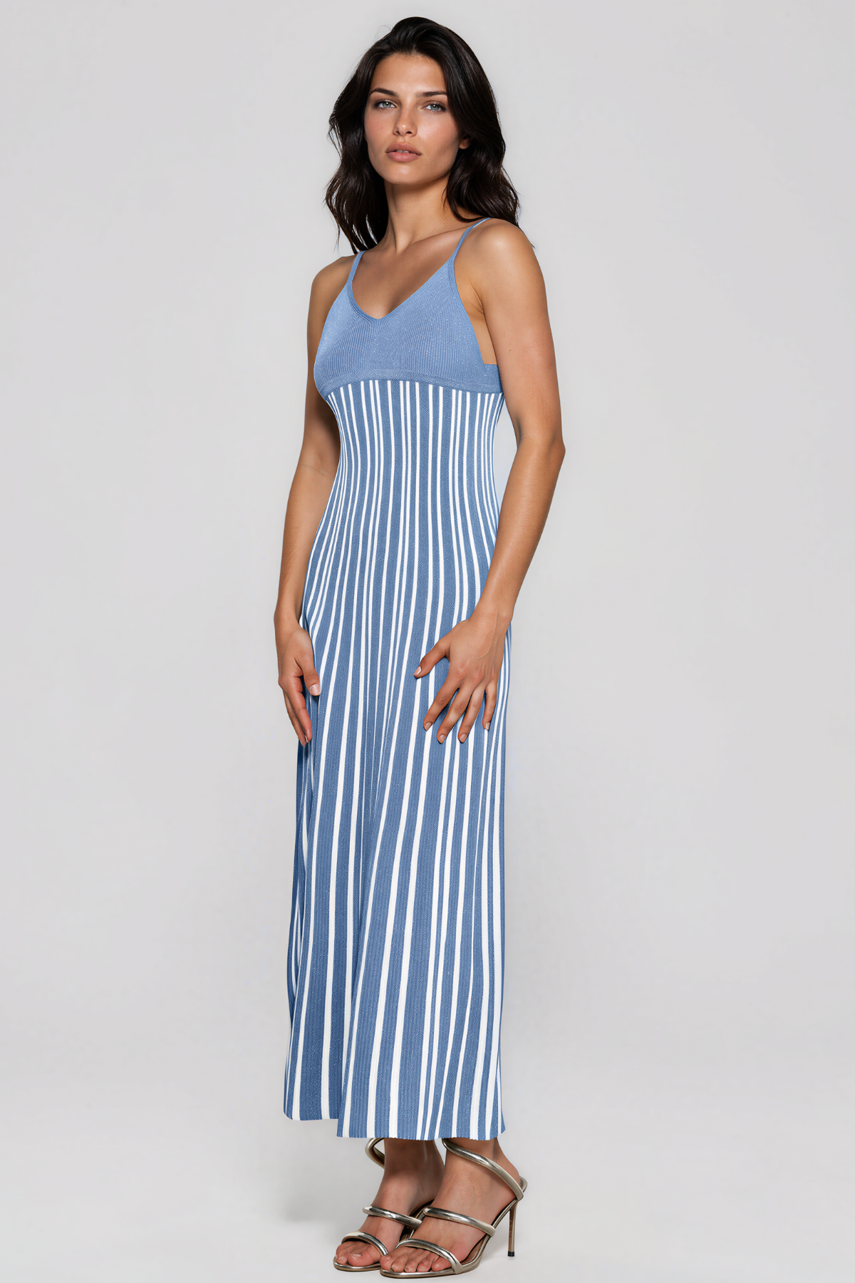 Giovannetta Sequin Knit Maxi Dress In Blue