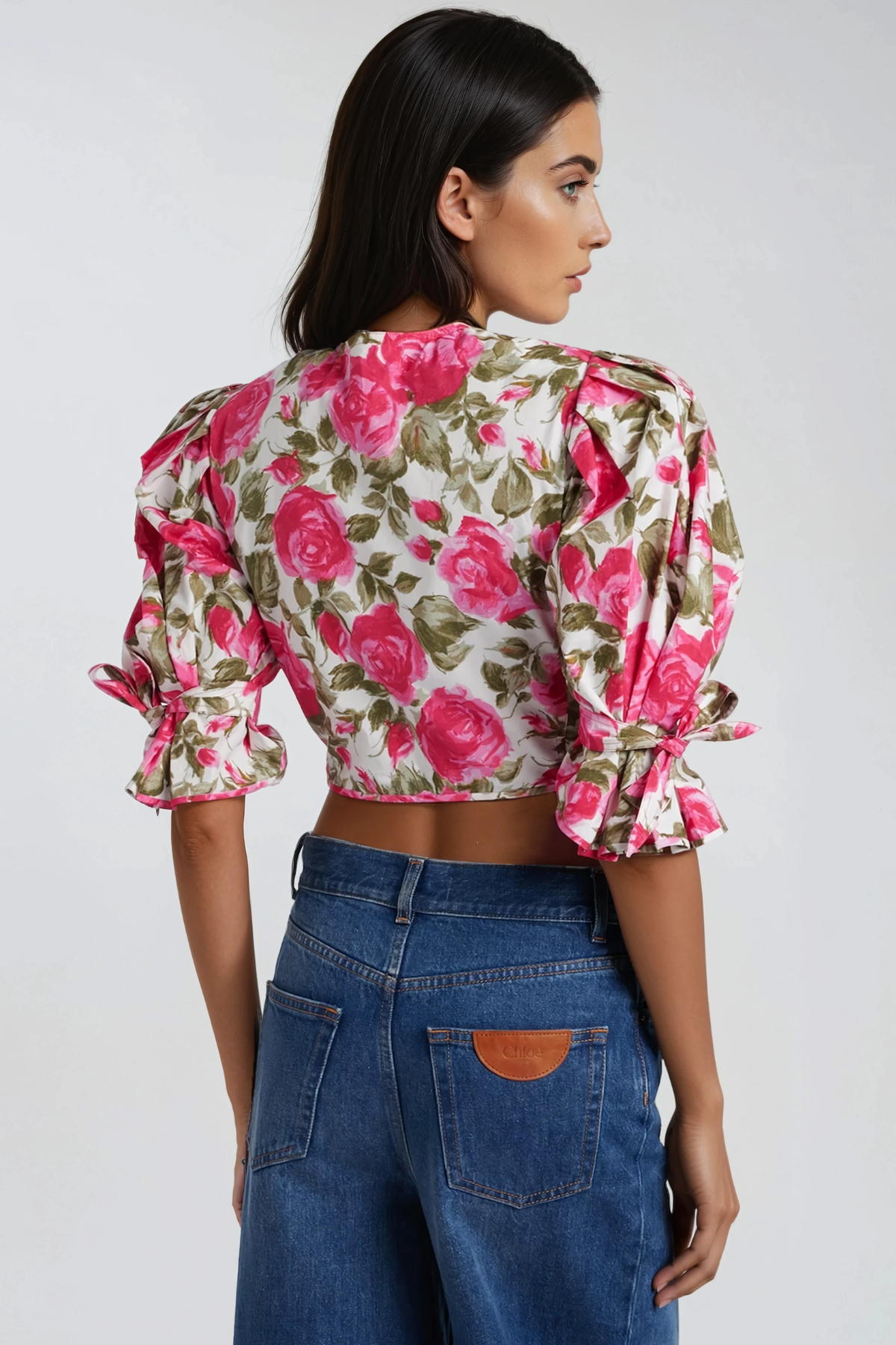 Hend Puffy Sleeve Flora Top