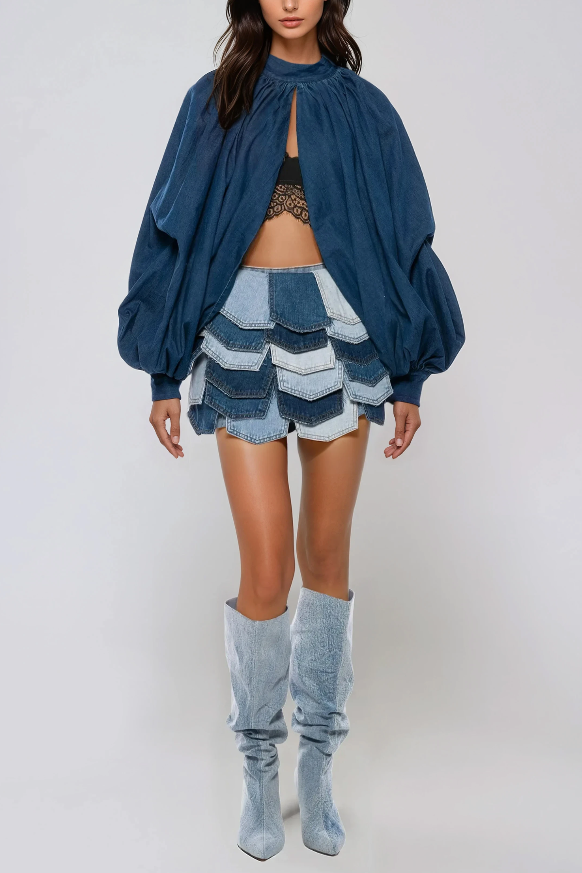 Hephaestus Balloon Sleeve Ruch Split Top