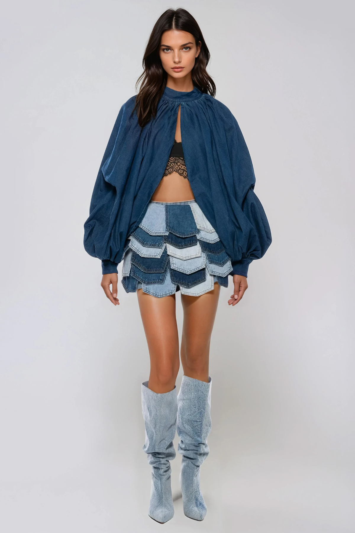 Hephaestus Balloon Sleeve Ruch Split Top