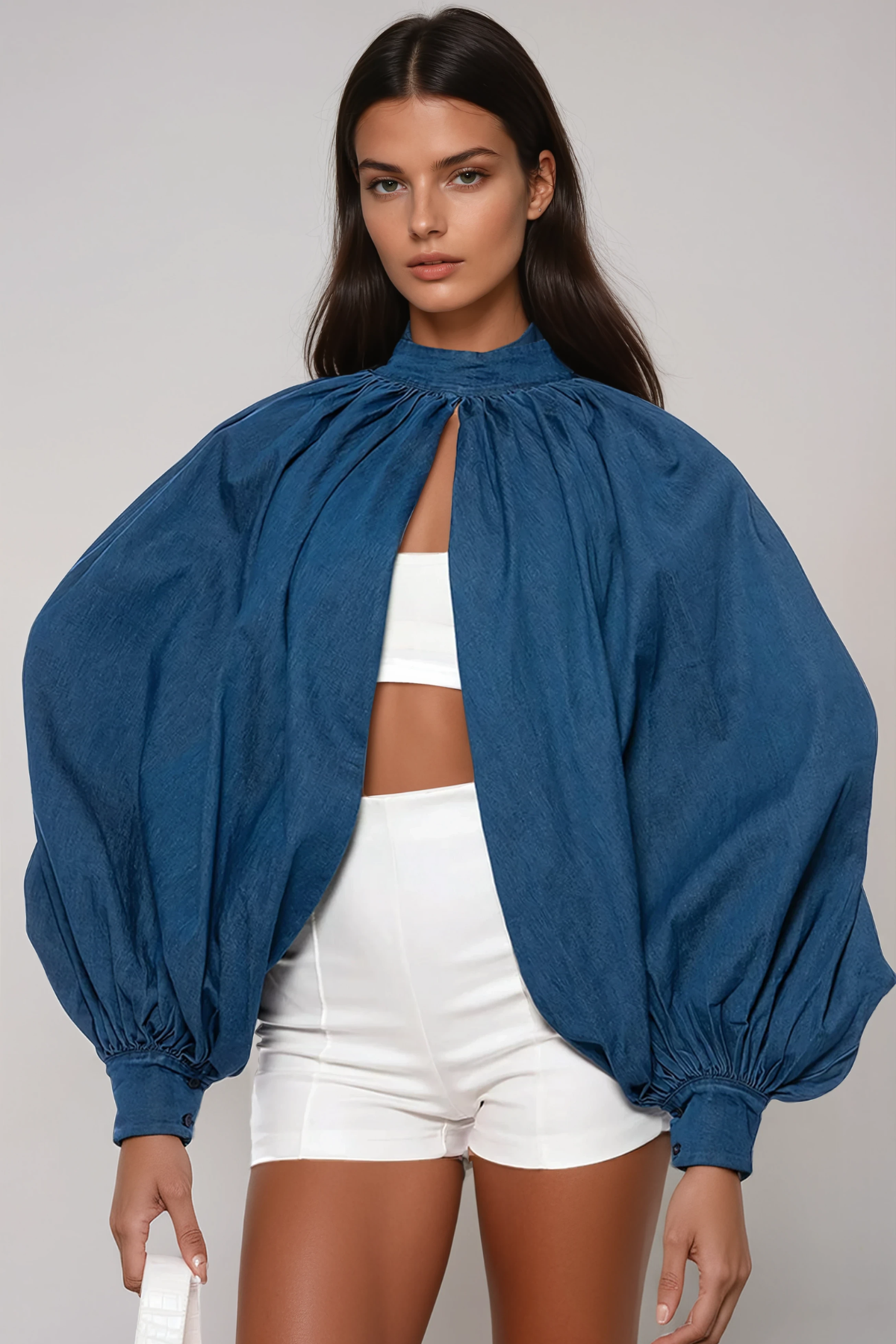 Hephaestus Balloon Sleeve Ruch Split Top