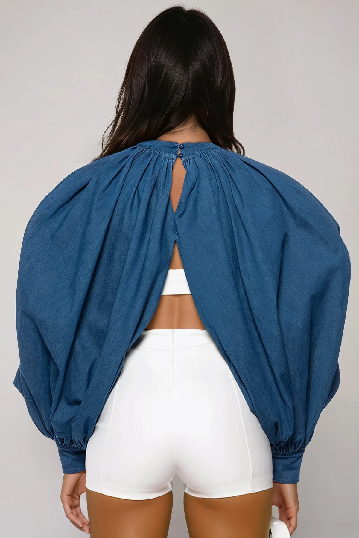 Hephaestus Balloon Sleeve Ruch Split Top