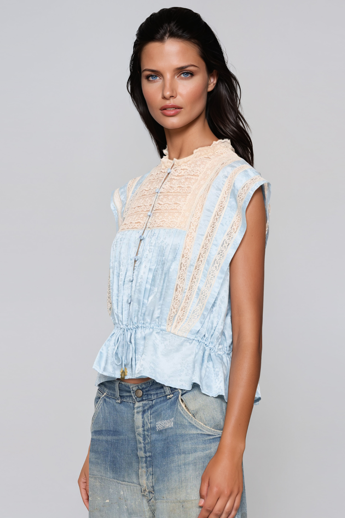 Jantine Lace Ruch Top