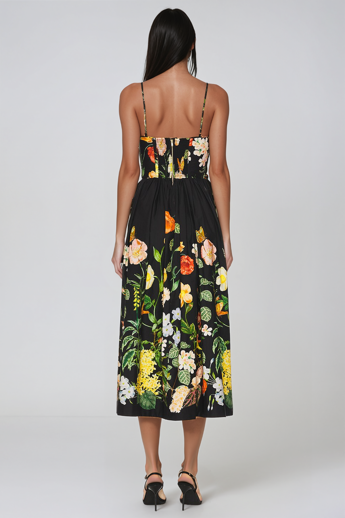 Hersilia Floral Ruffle Midi Dress