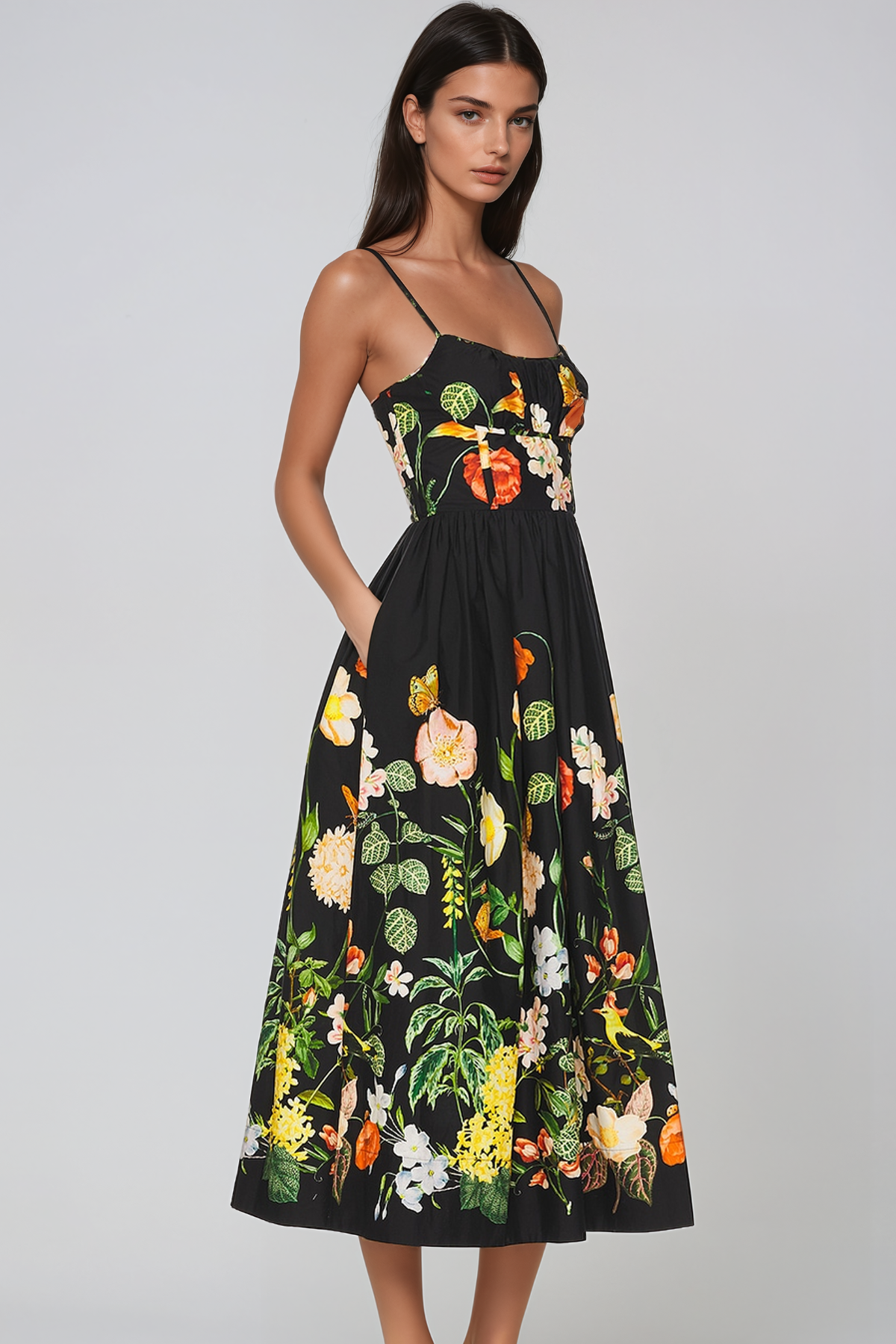 Hersilia Floral Ruffle Midi Dress
