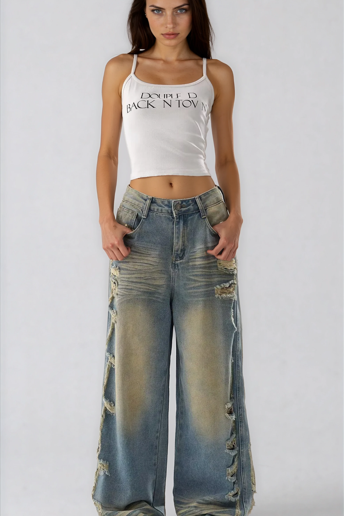 Hereweald Ripped Bleached Jeans