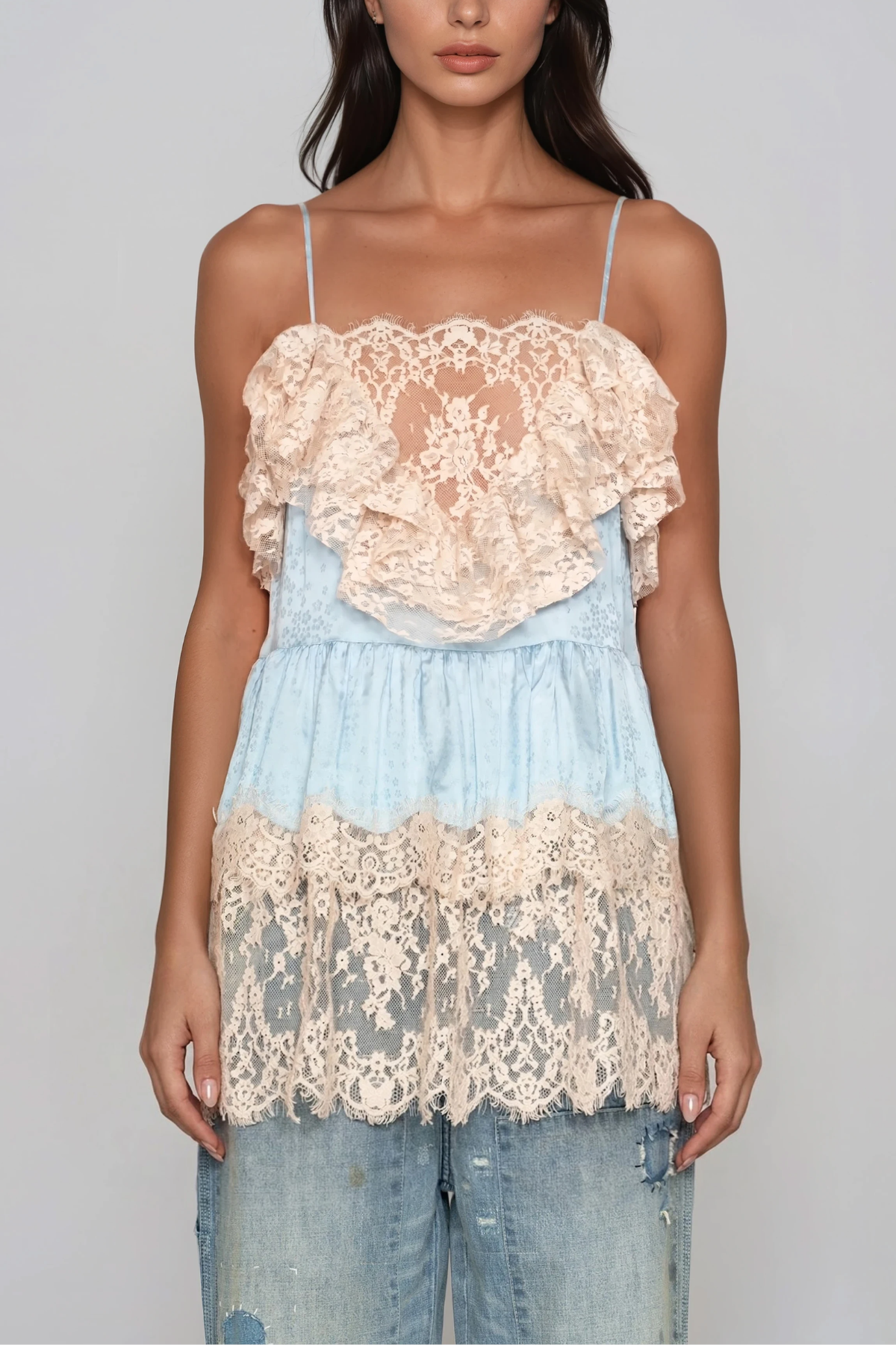 Haran Spaghetti Lace Ruch Top