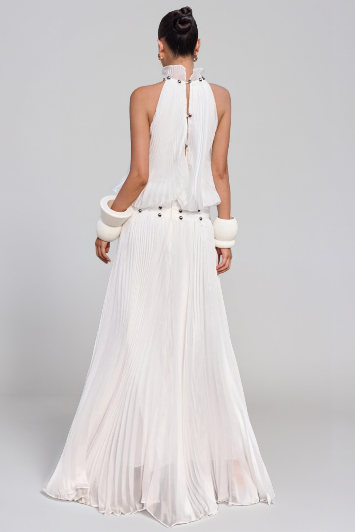 Jawad Halter Neck Ruch Maxi Dress
