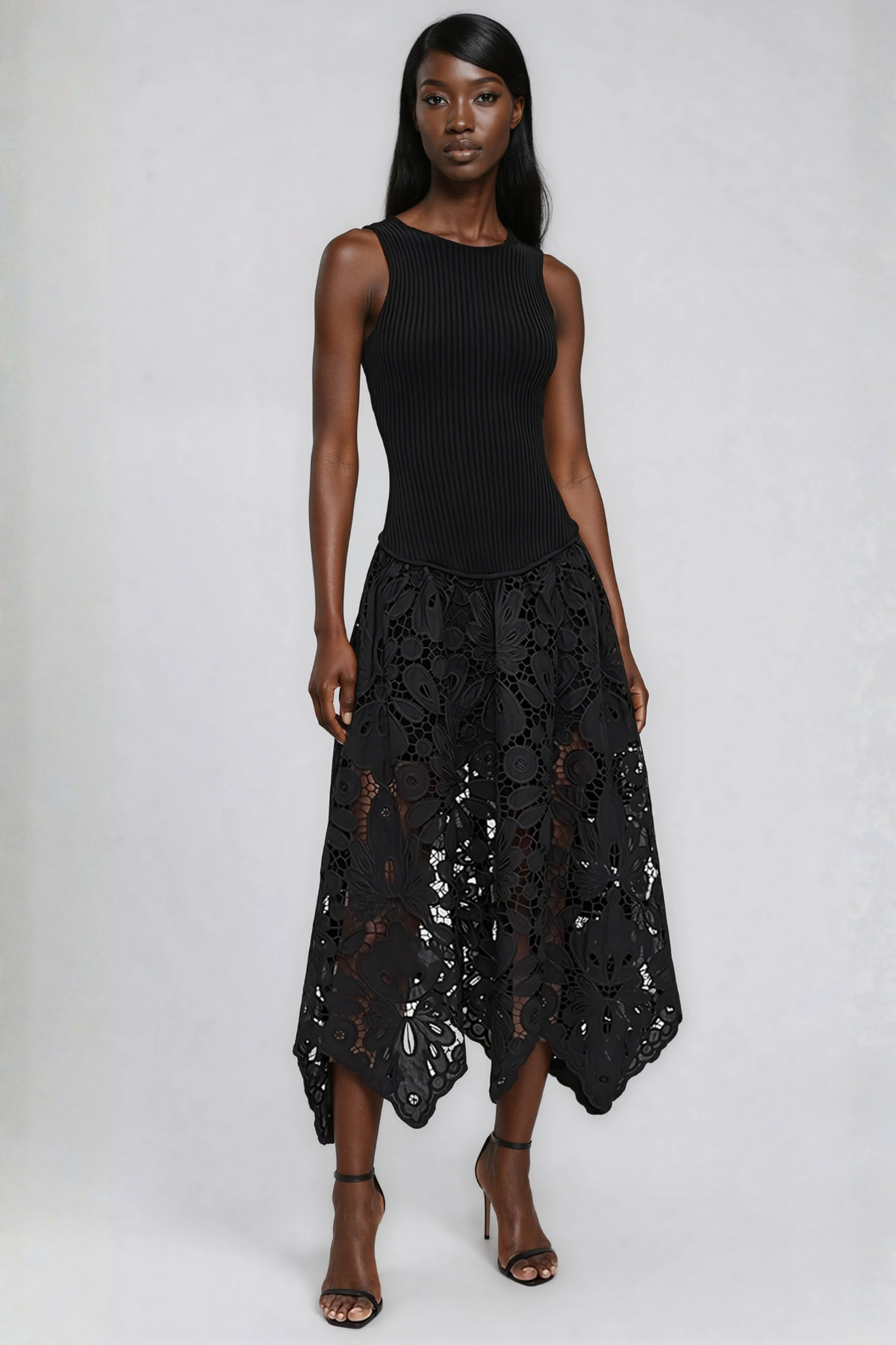 Giovannino Knit Lace Midi Dress
