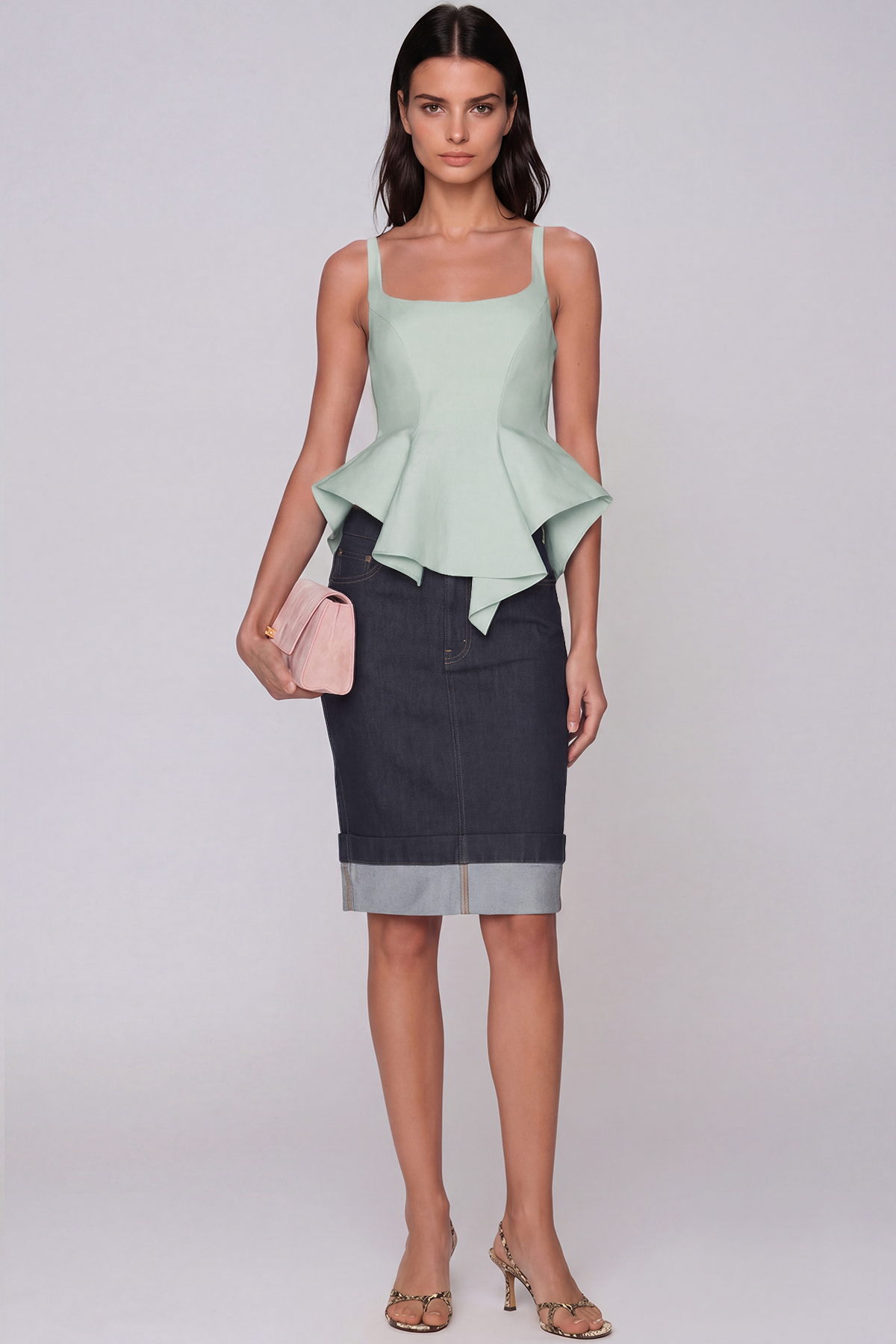 Haraldur Spaghetti Ruffle Top In Mint Green