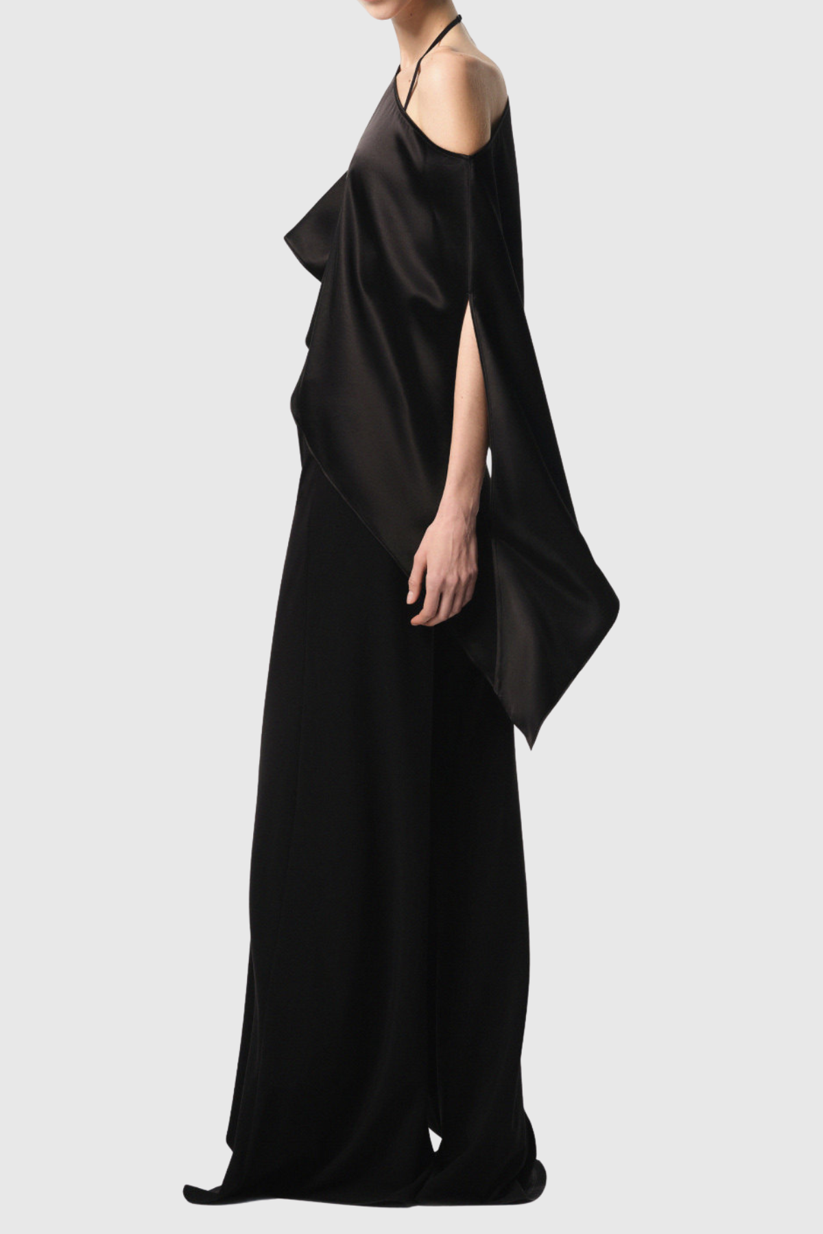 Habiba Satin Asymmetric Top In Black