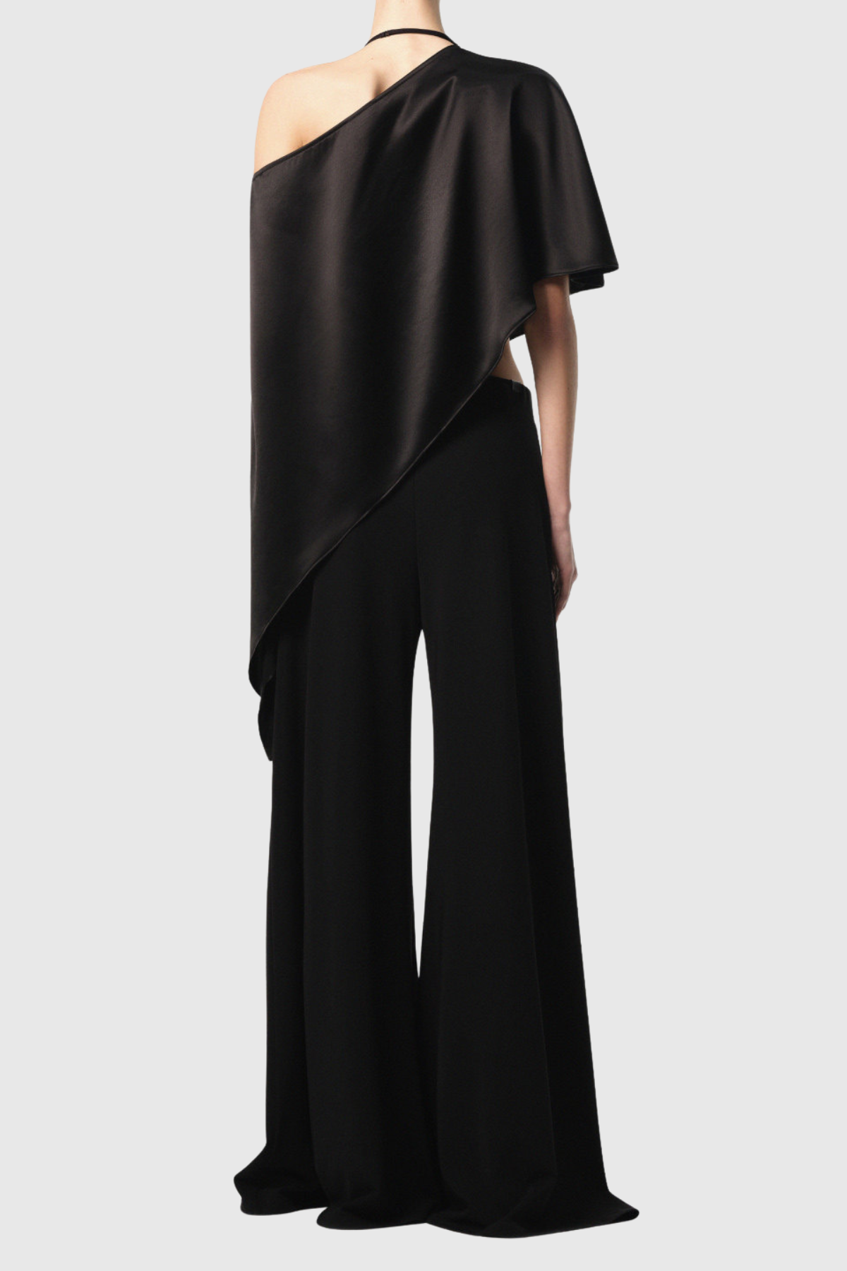 Habiba Satin Asymmetric Top In Black
