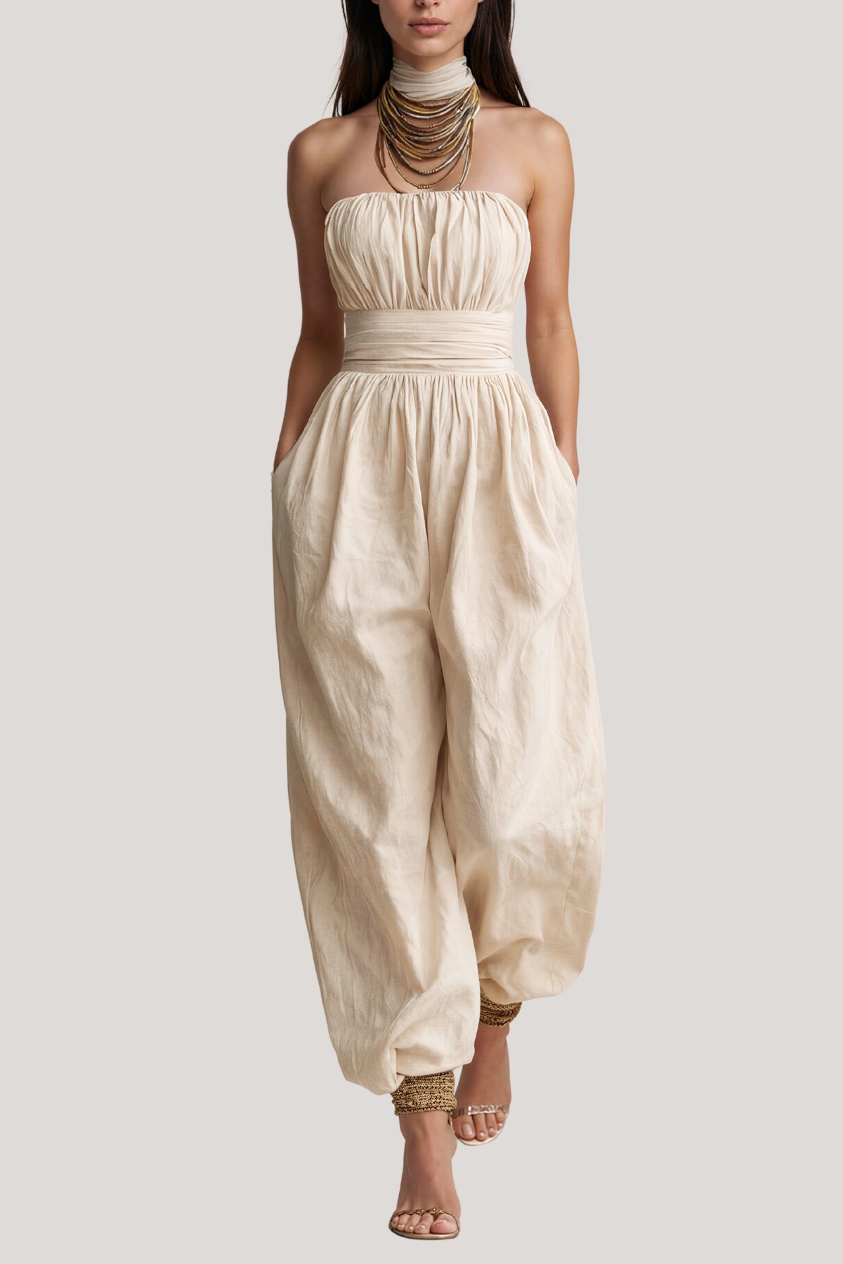 Kalinda Strapless Ruch Jumpsuit