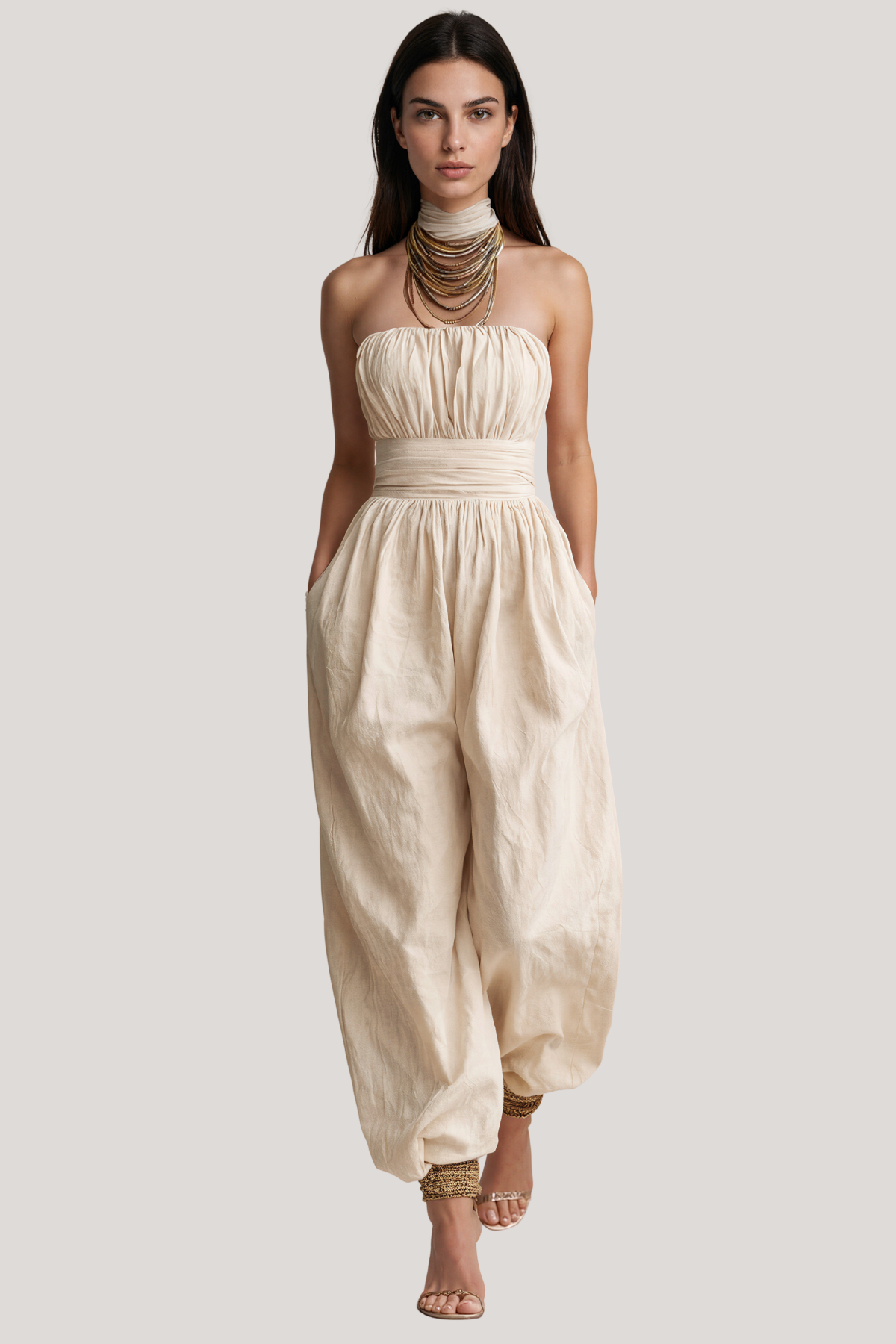 Kalinda Strapless Ruch Jumpsuit
