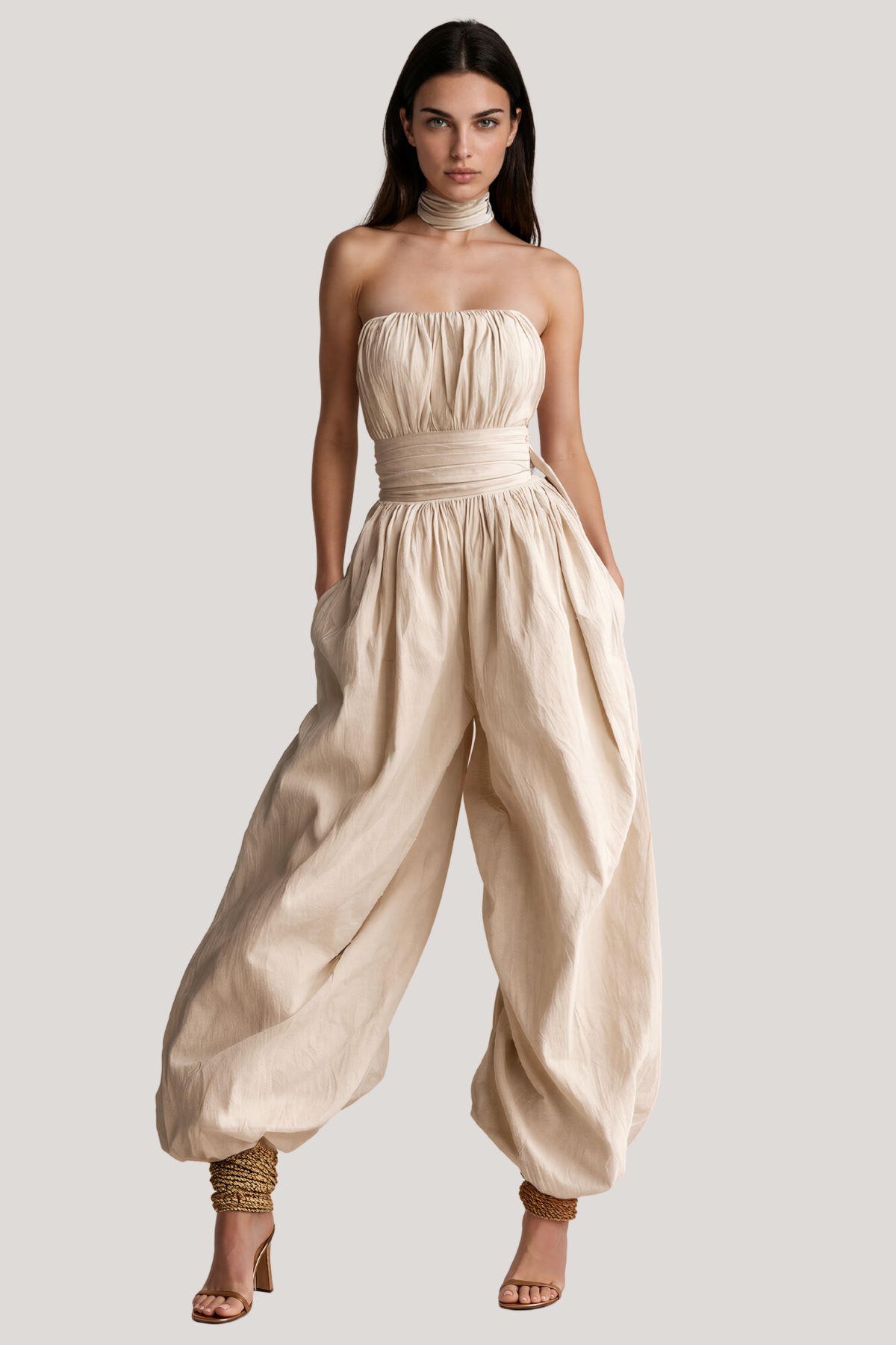 Kalinda Strapless Ruch Jumpsuit