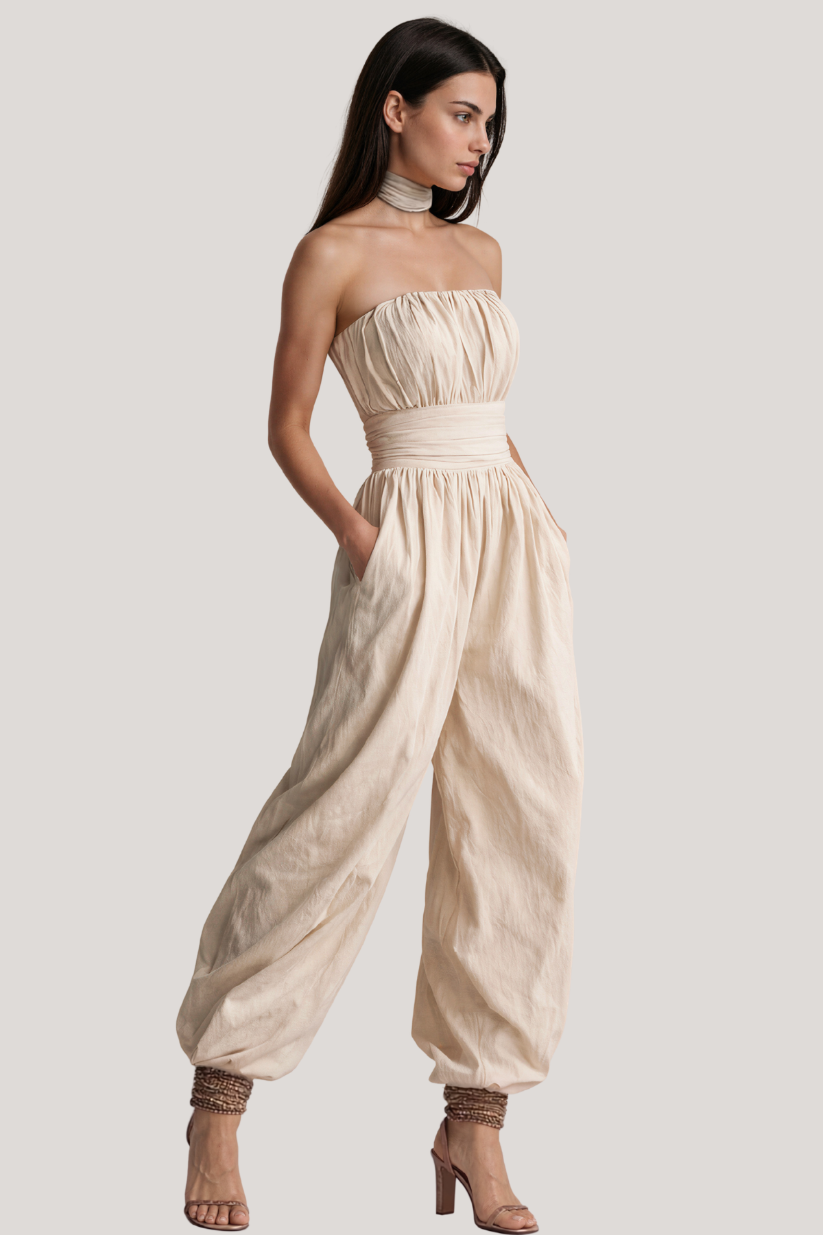 Kalinda Strapless Ruch Jumpsuit