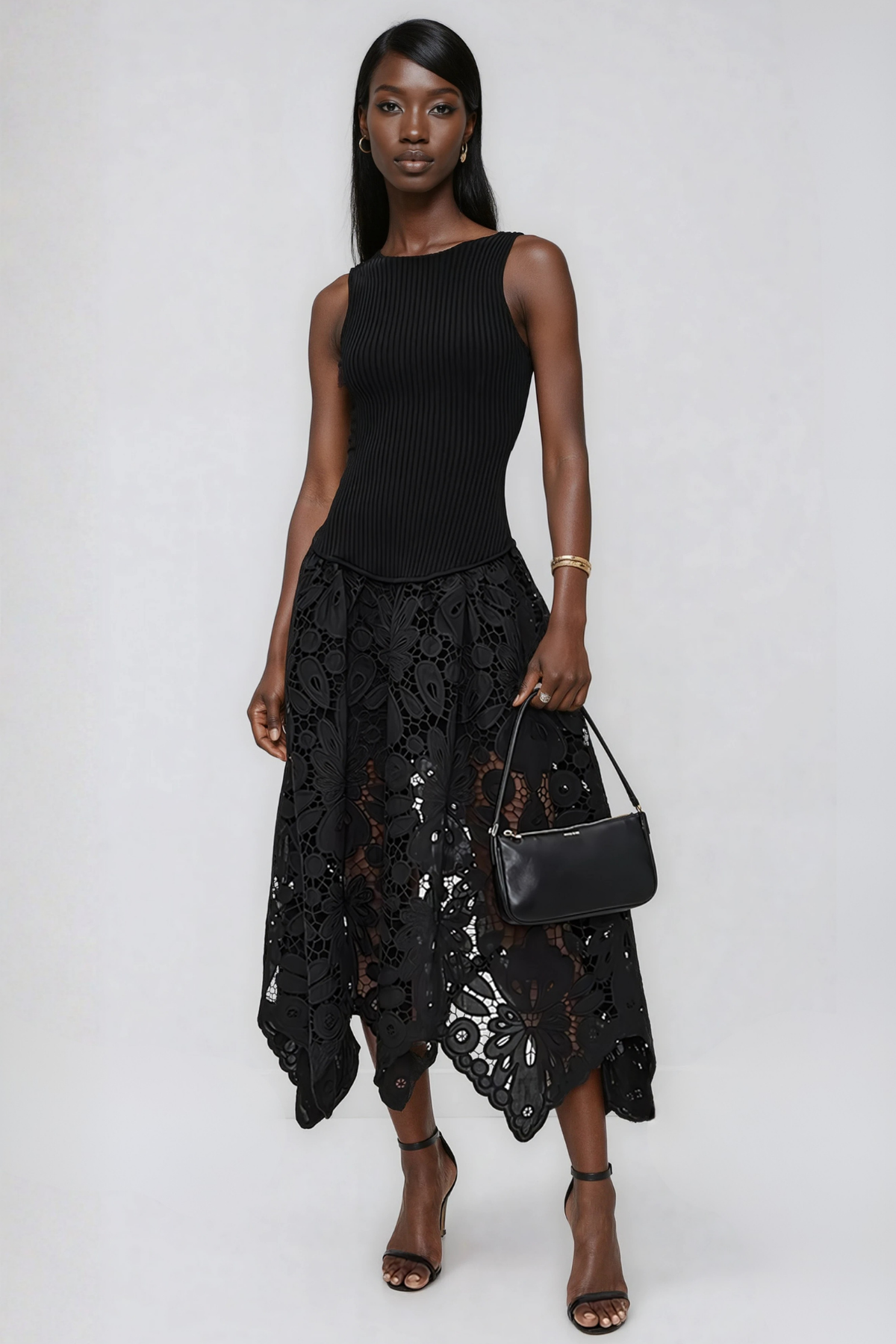 Giovannino Knit Lace Midi Dress