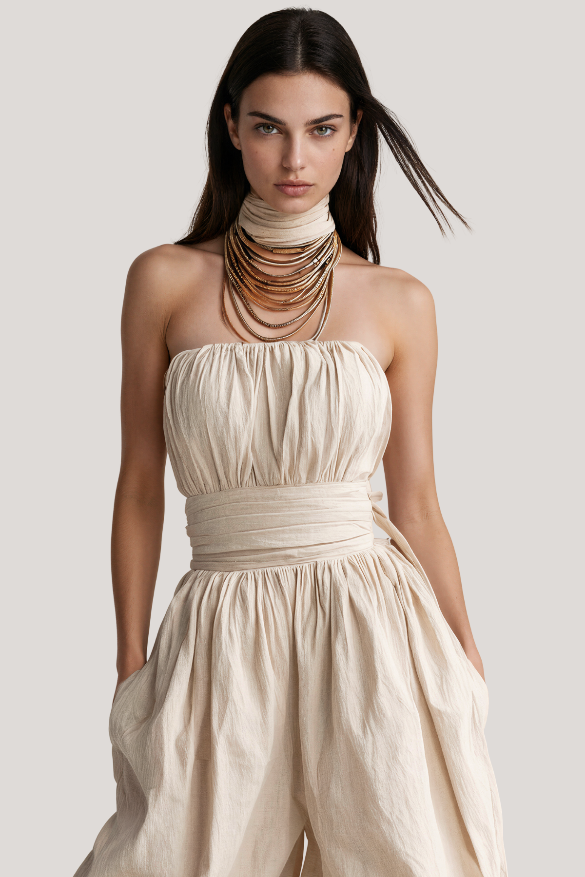 Kalinda Strapless Ruch Jumpsuit