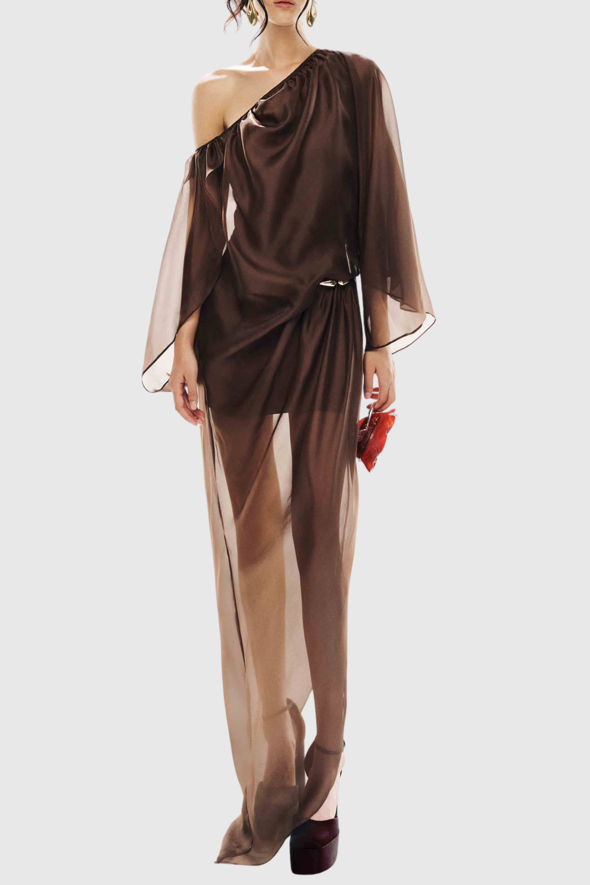 Fletcher One Shoulder Mesh Maxi Dress