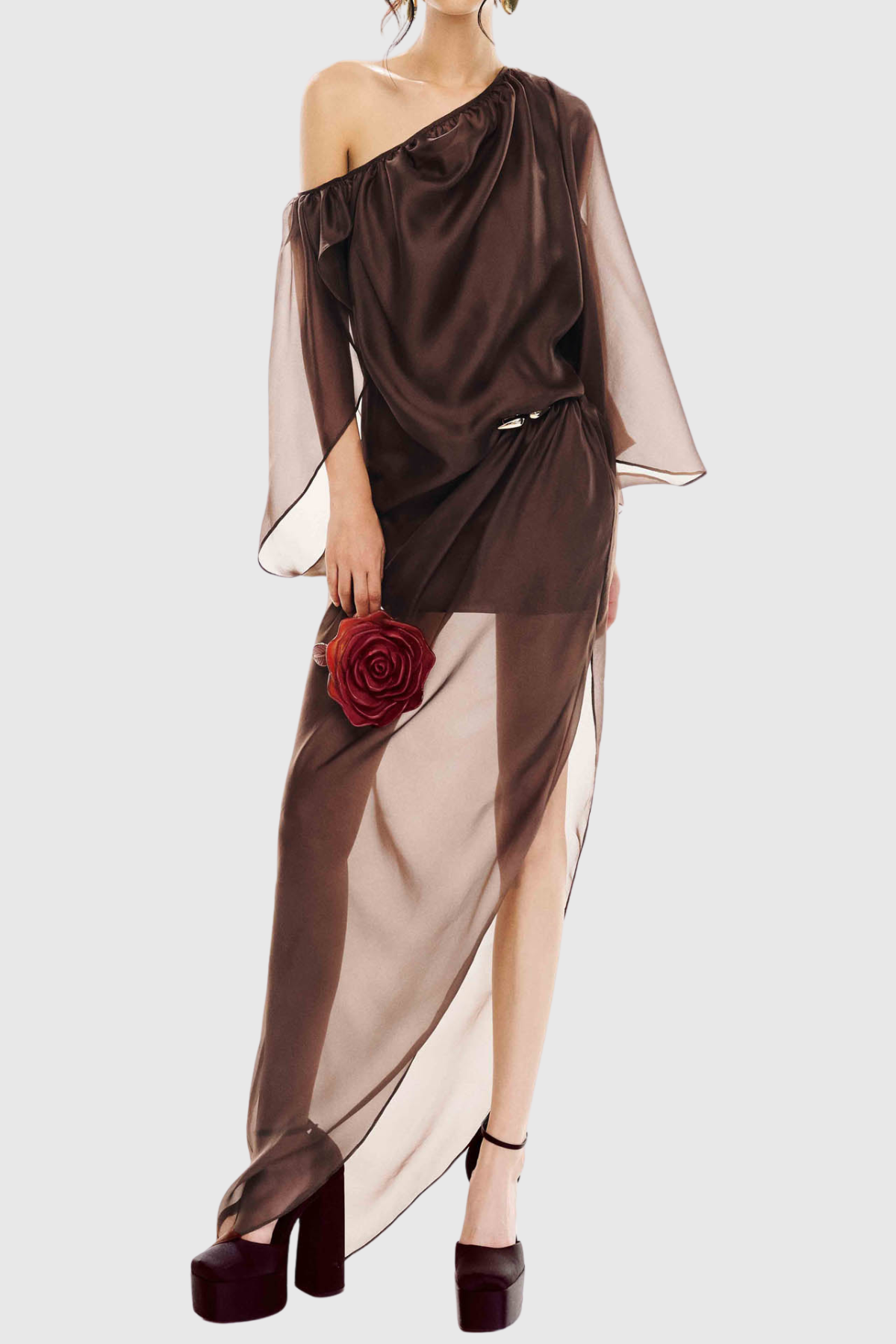 Fletcher One Shoulder Mesh Maxi Dress