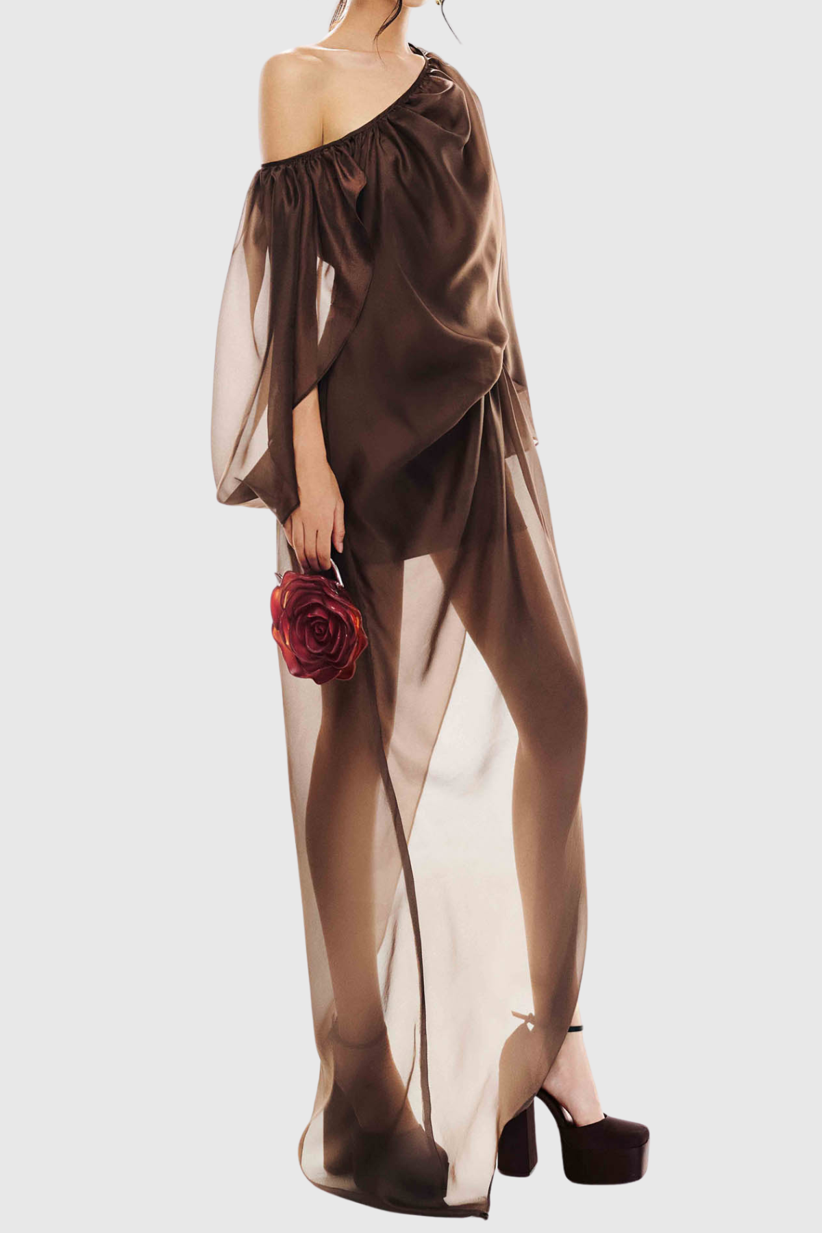 Fletcher One Shoulder Mesh Maxi Dress