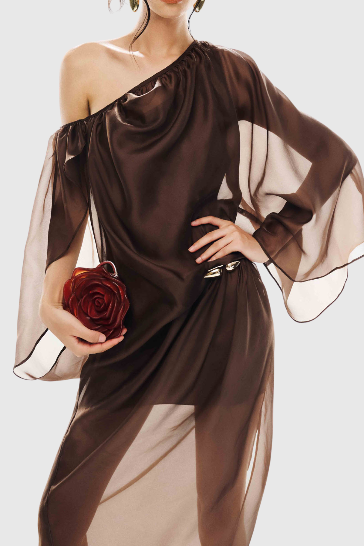 Fletcher One Shoulder Mesh Maxi Dress