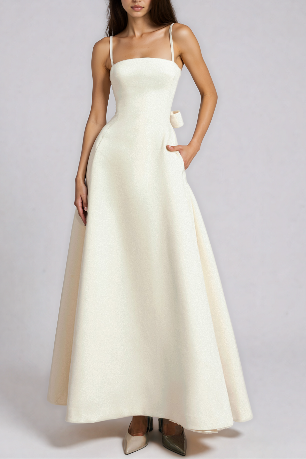 Kaatib Strapless Tie Up Bow Maxi Dress