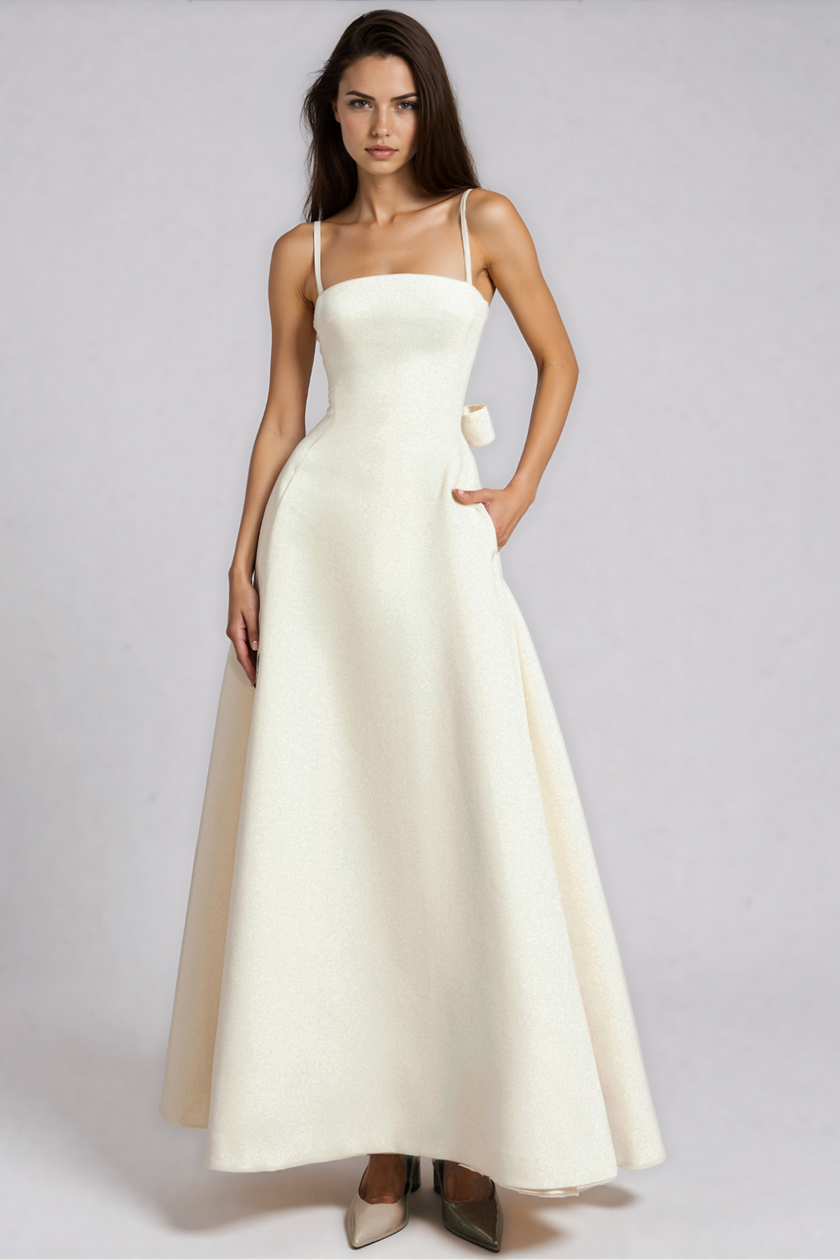 Kaatib Strapless Tie Up Bow Maxi Dress
