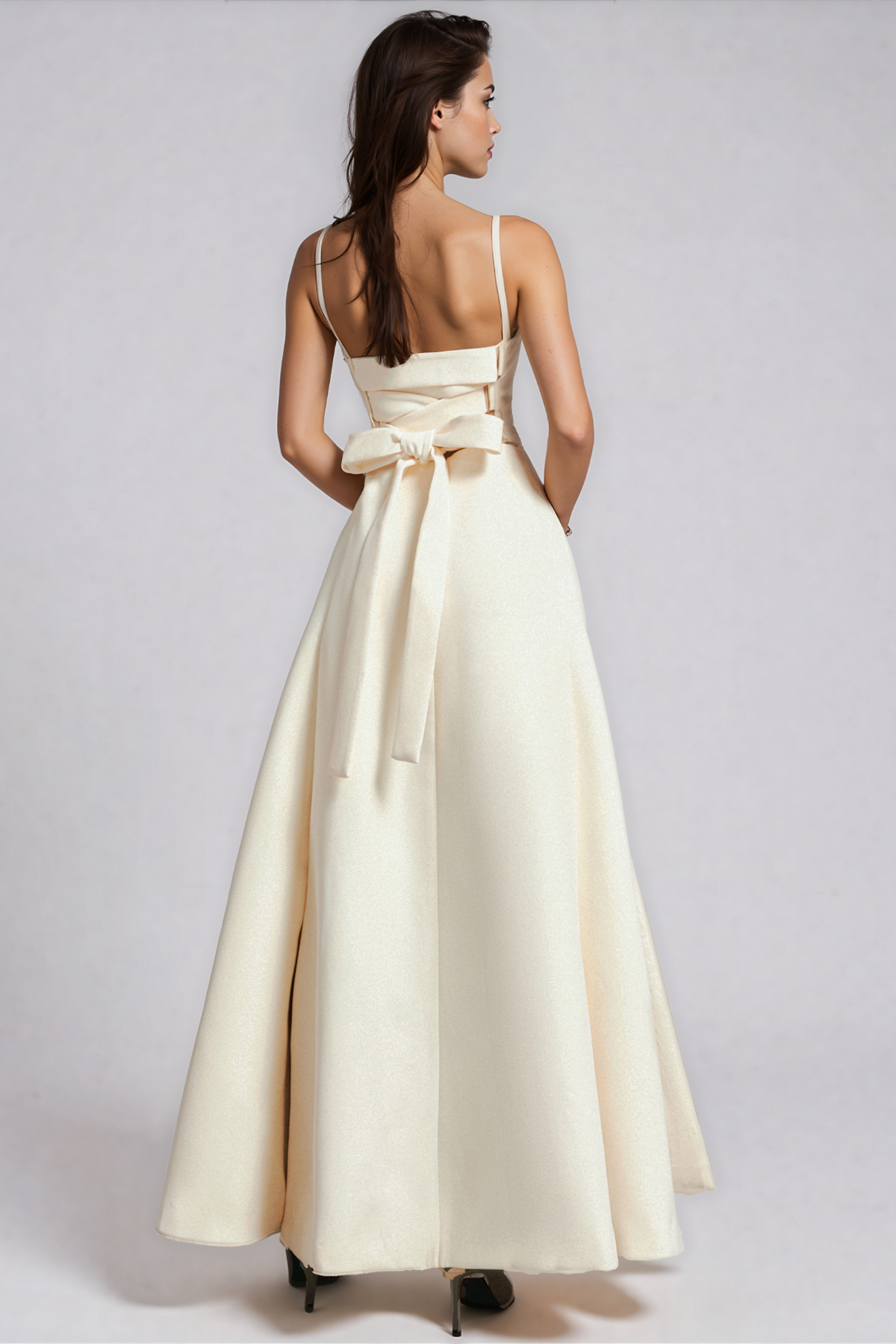 Kaatib Strapless Tie Up Bow Maxi Dress