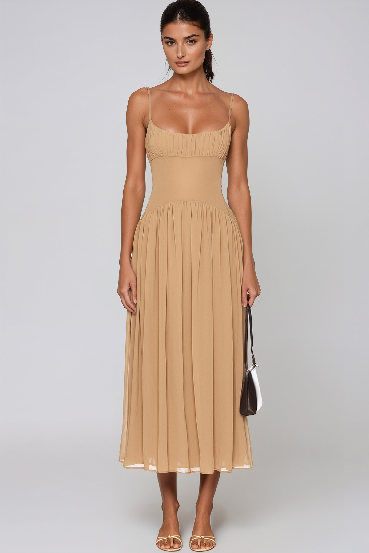 Jarred Spaghetti Ruch Midi Dress