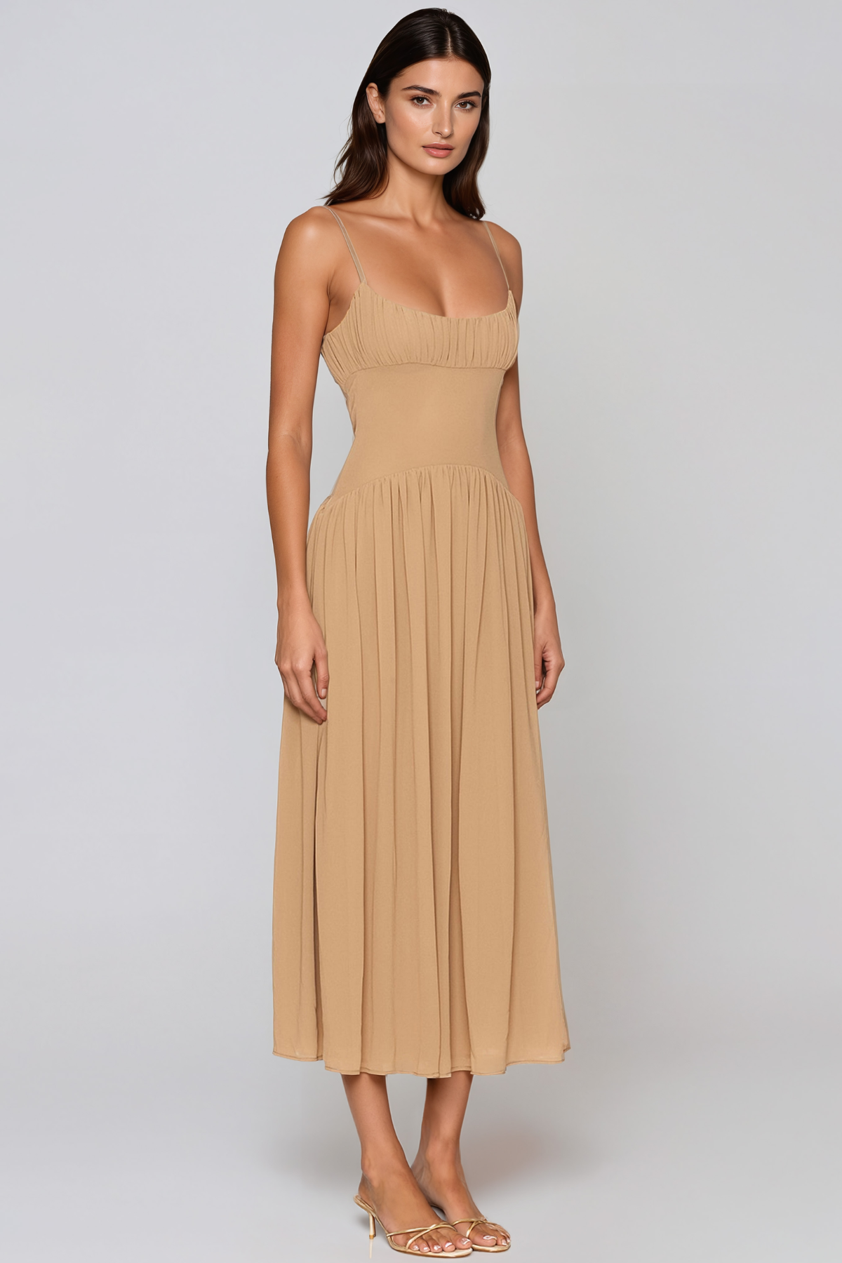 Jarred Spaghetti Ruch Midi Dress