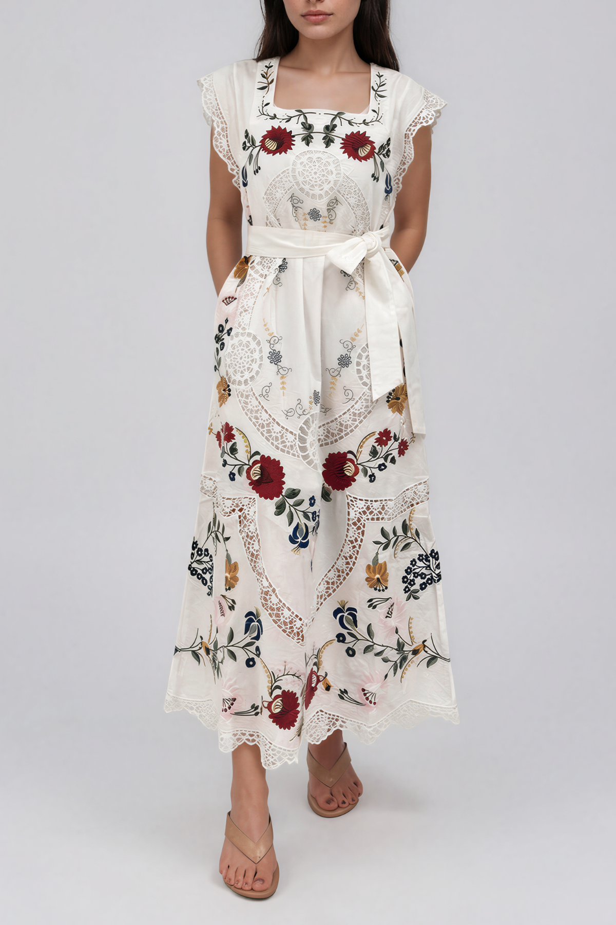 Lenia Lace Floral Midi Dress