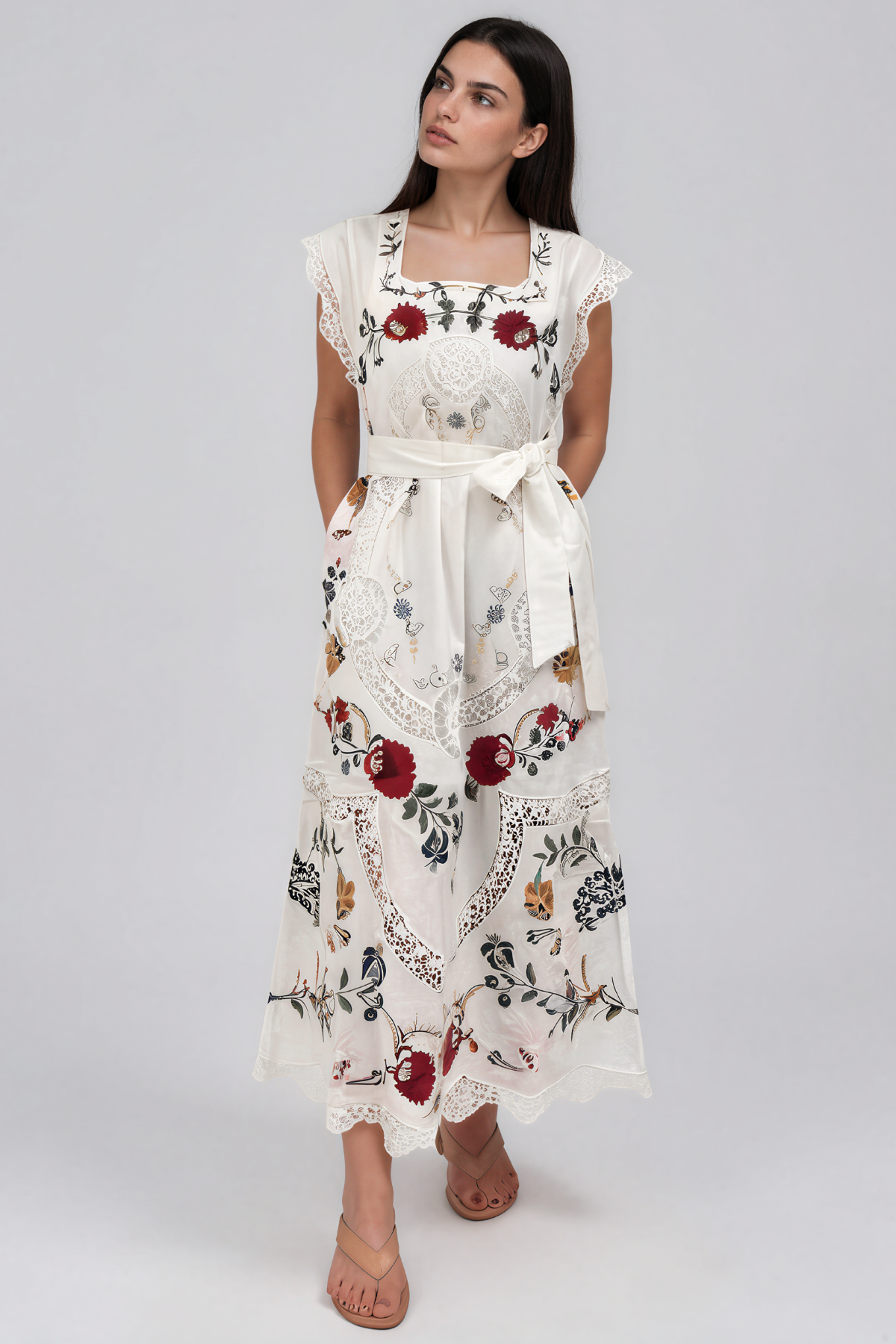 Lenia Lace Floral Midi Dress