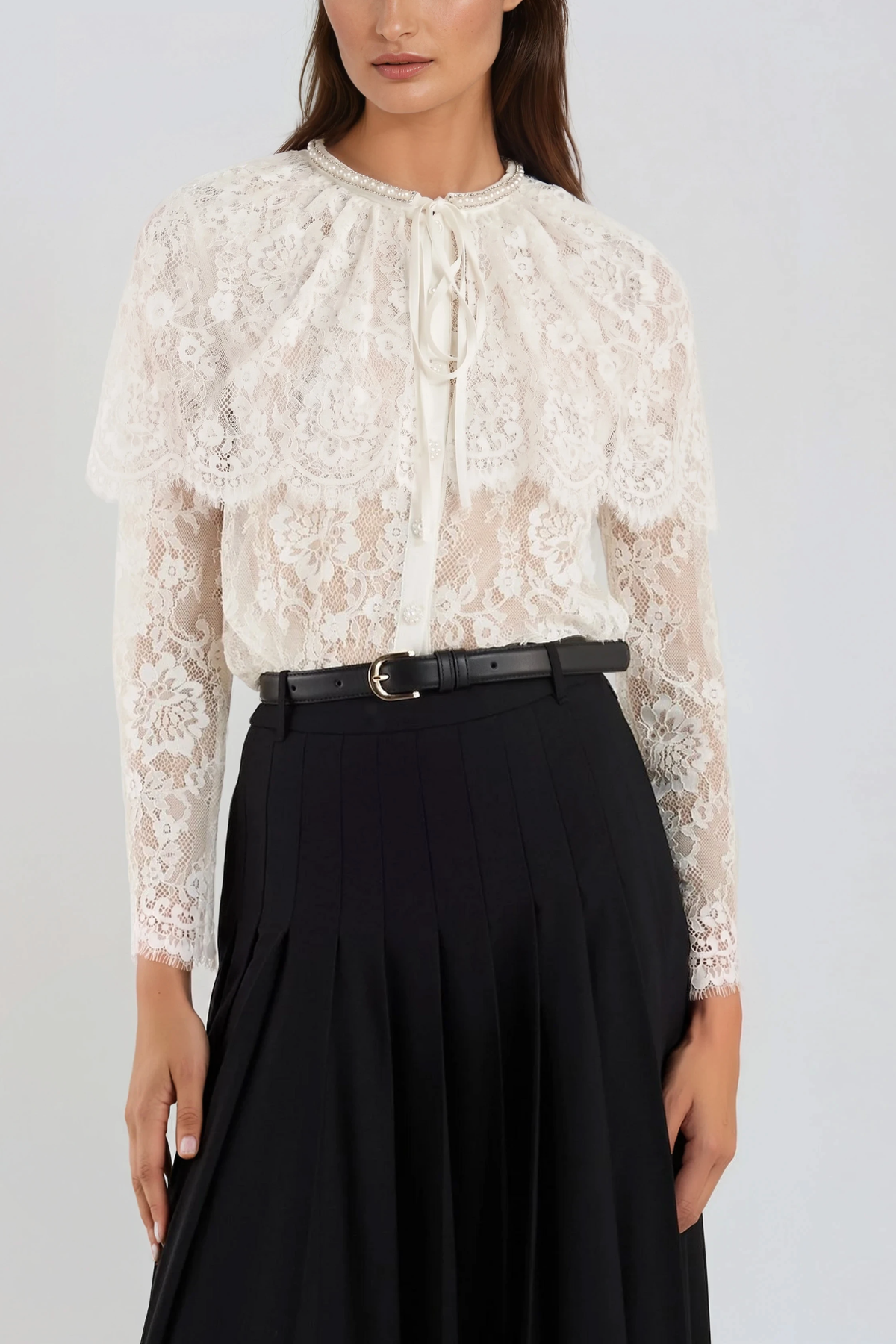 Hamid Rhinestone Embroidered Shawl Top
