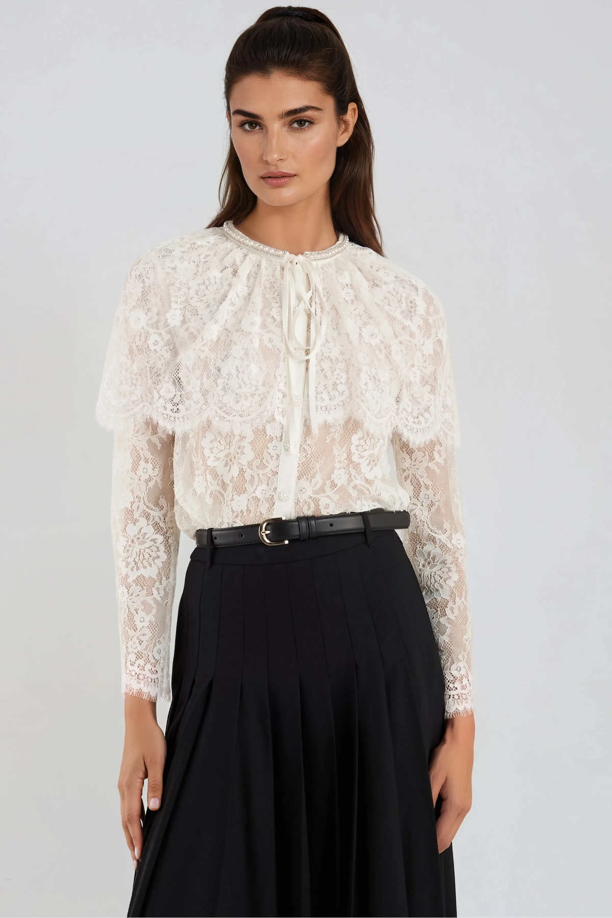 Hamid Rhinestone Embroidered Shawl Top
